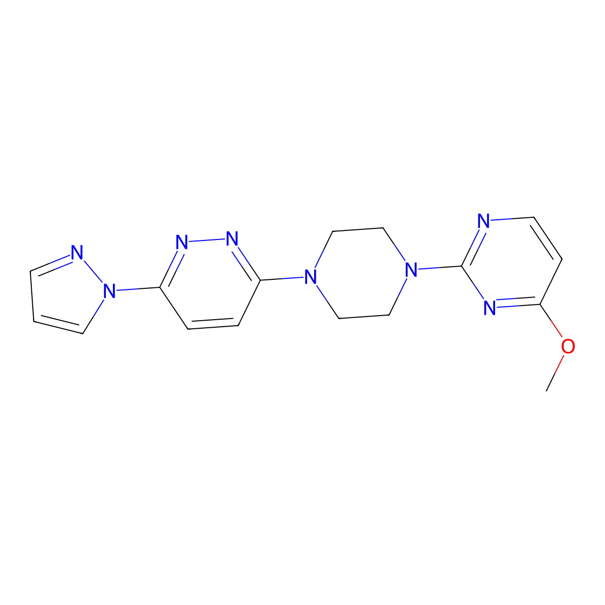 3-[4-(4-methoxypyrimidin-2-yl)piperazin-1-yl]-6-(1H-pyrazol-1-yl)pyridazine molecular structure, CAS 2549036-25-9