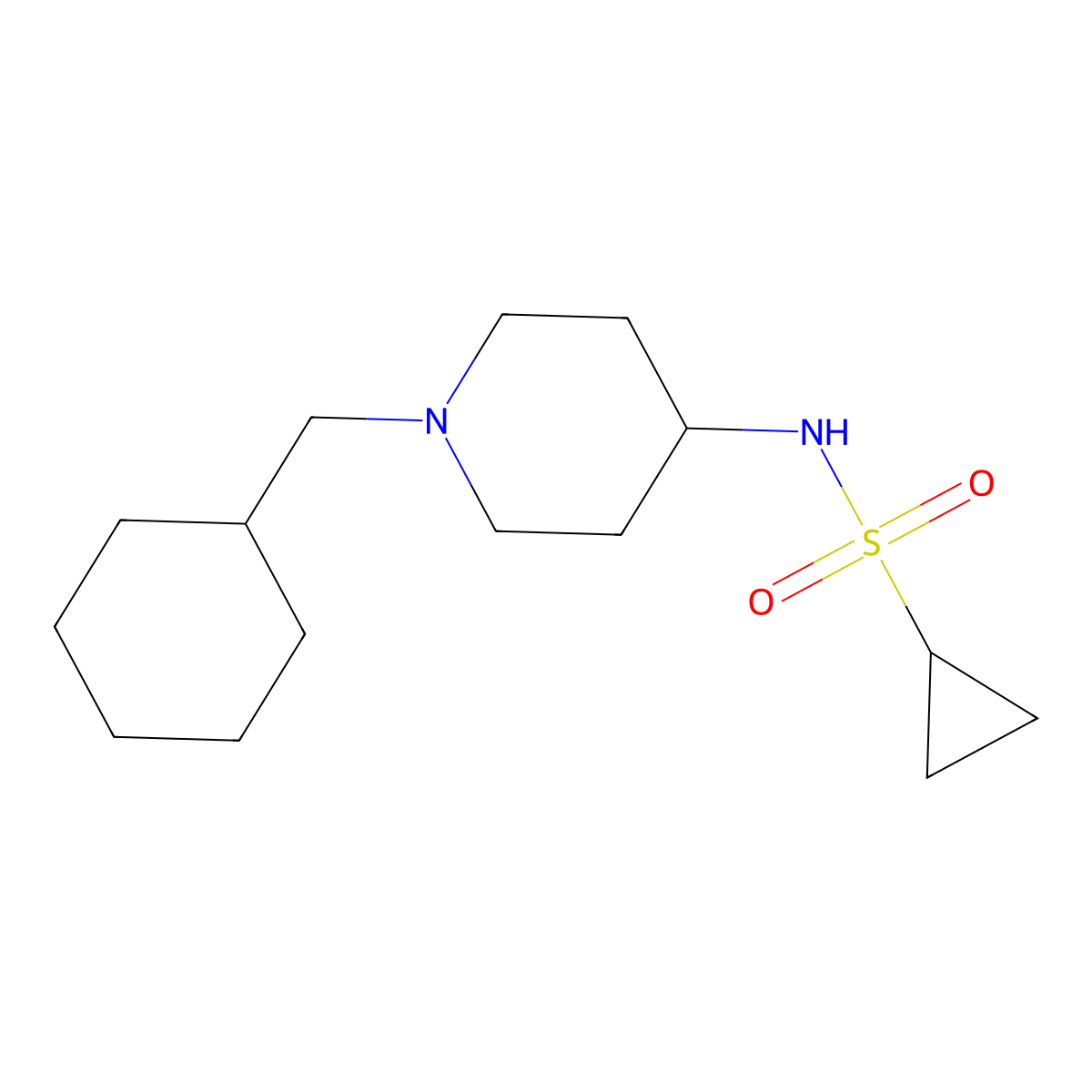 N-[1-(cyclohexylmethyl)piperidin-4-yl]cyclopropanesulfonamide molecular structure, CAS 2549036-29-3