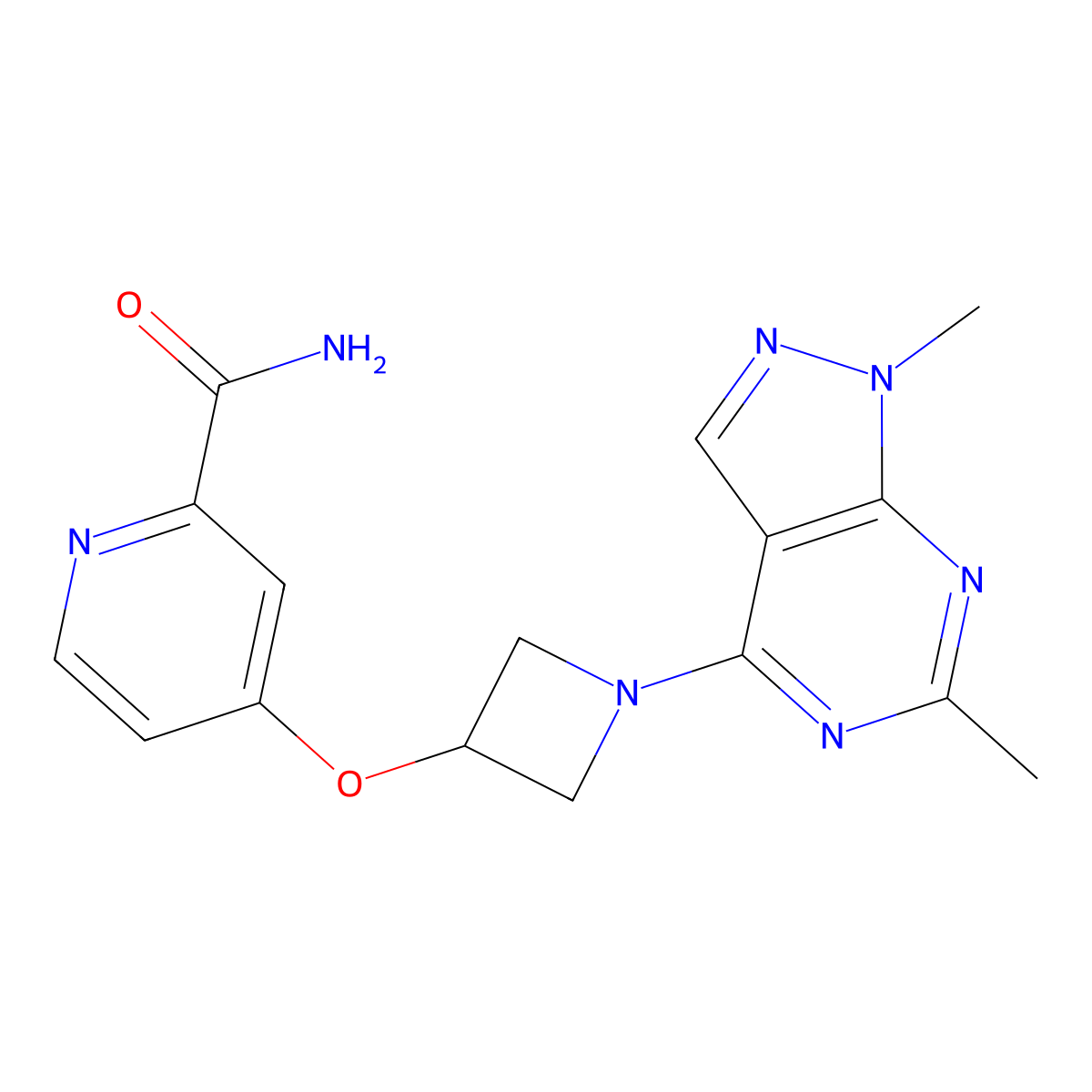 4-[(1-{1,6-dimethyl-1H-pyrazolo[3,4-d]pyrimidin-4-yl}azetidin-3-yl)oxy]pyridine-2-carboxamide molecular structure, CAS 2549036-33-9