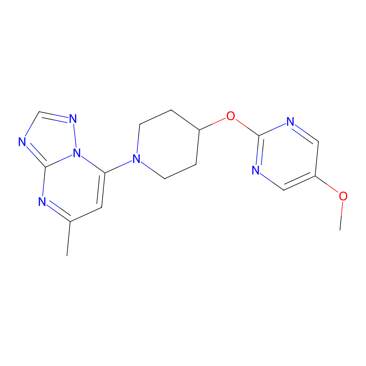 5-Methoxy-2-[(1-{5-methyl-[1,2,4]triazolo[1,5-a]pyrimidin-7-yl}piperidin-4-yl)oxy]pyrimidine molecular structure, CAS 2549036-38-4