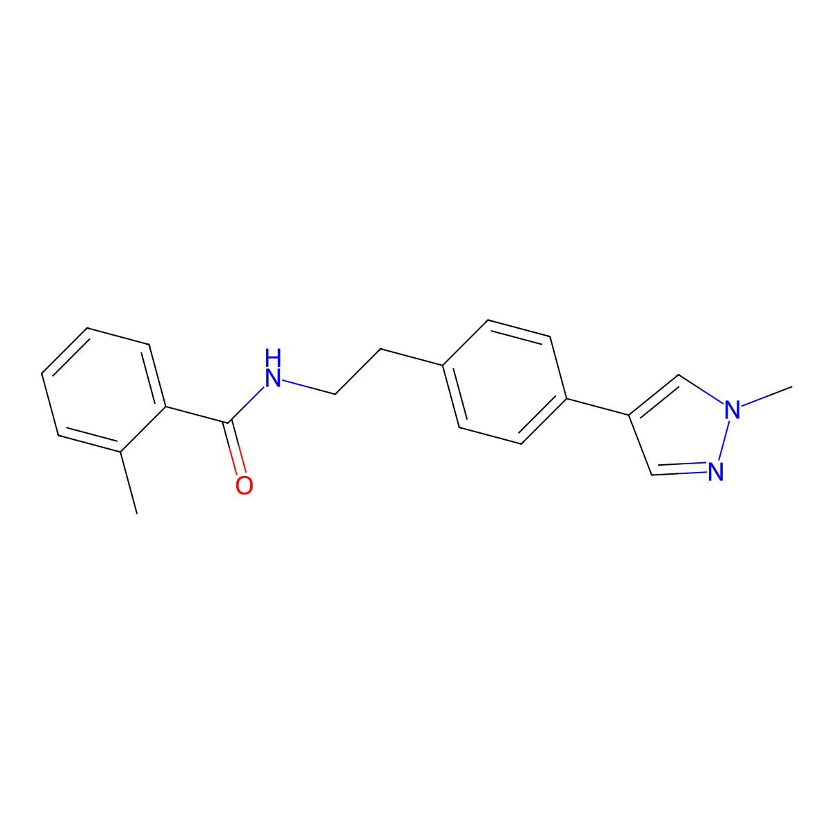 2-methyl-N-{2-[4-(1-methyl-1H-pyrazol-4-yl)phenyl]ethyl}benzamide molecular structure, CAS 2549036-47-5