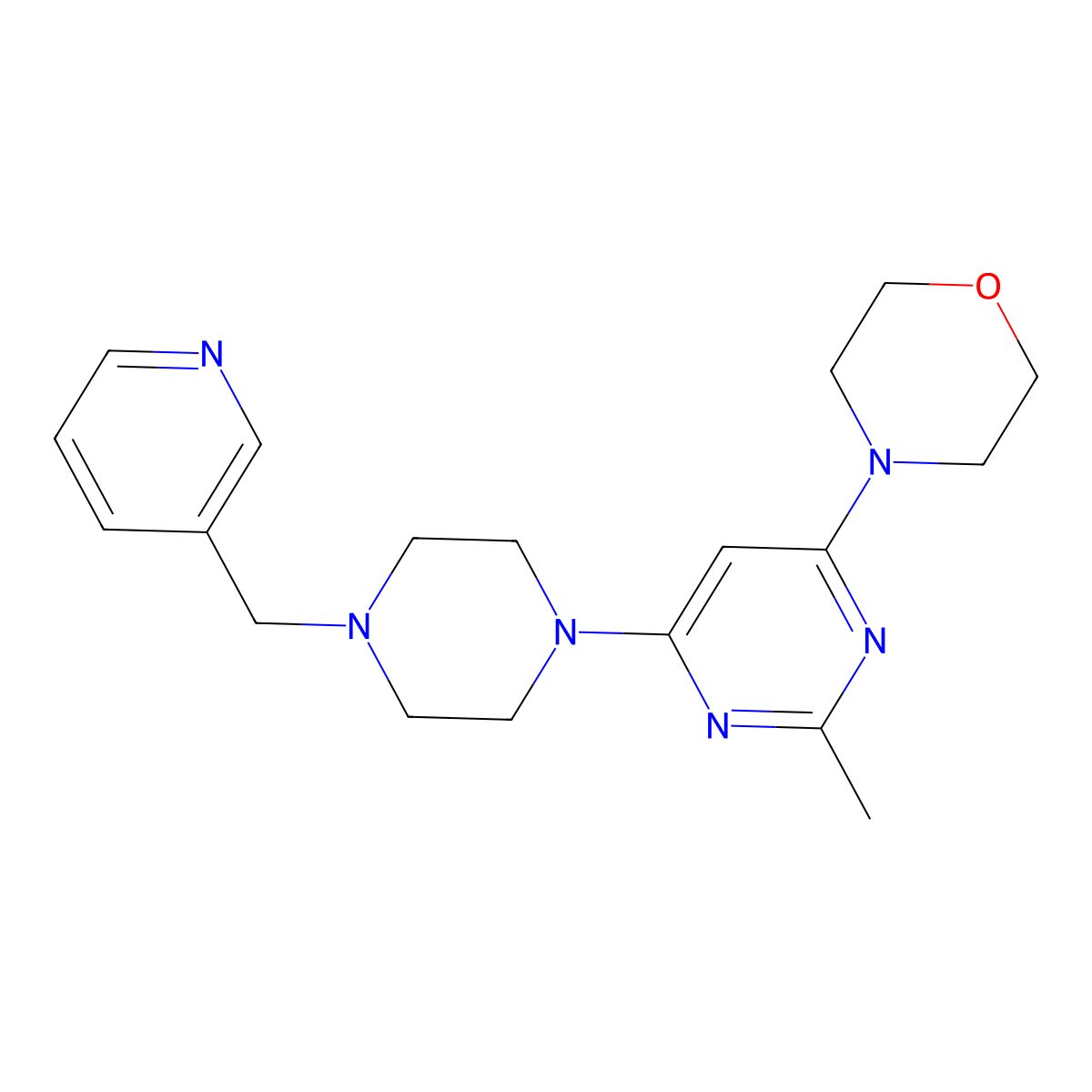 4-(2-Methyl-6-{4-[(pyridin-3-yl)methyl]piperazin-1-yl}pyrimidin-4-yl)morpholine molecular structure, CAS 2549036-48-6
