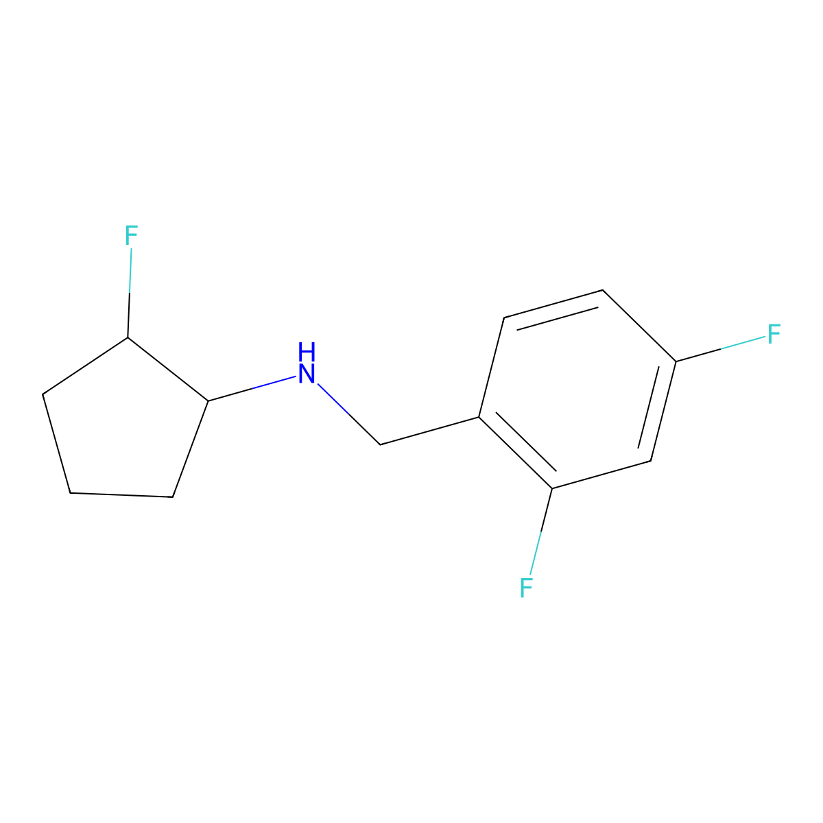 N-[(2,4-difluorophenyl)methyl]-2-fluorocyclopentan-1-amine molecular structure, CAS 2549036-51-1