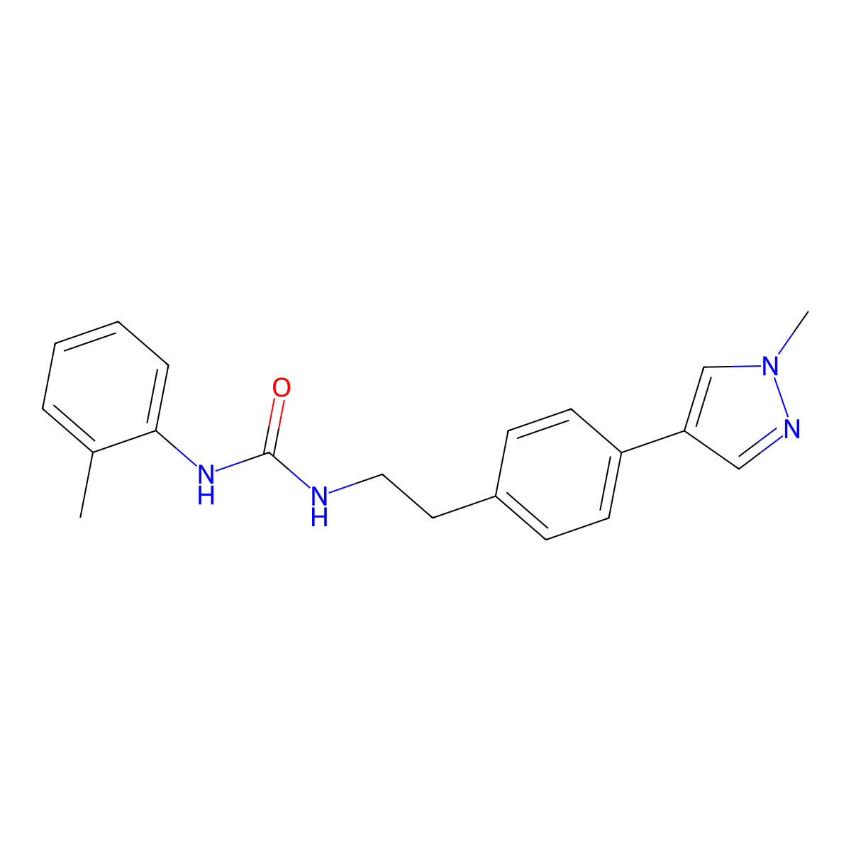 3-{2-[4-(1-methyl-1H-pyrazol-4-yl)phenyl]ethyl}-1-(2-methylphenyl)urea molecular structure, CAS 2549036-55-5