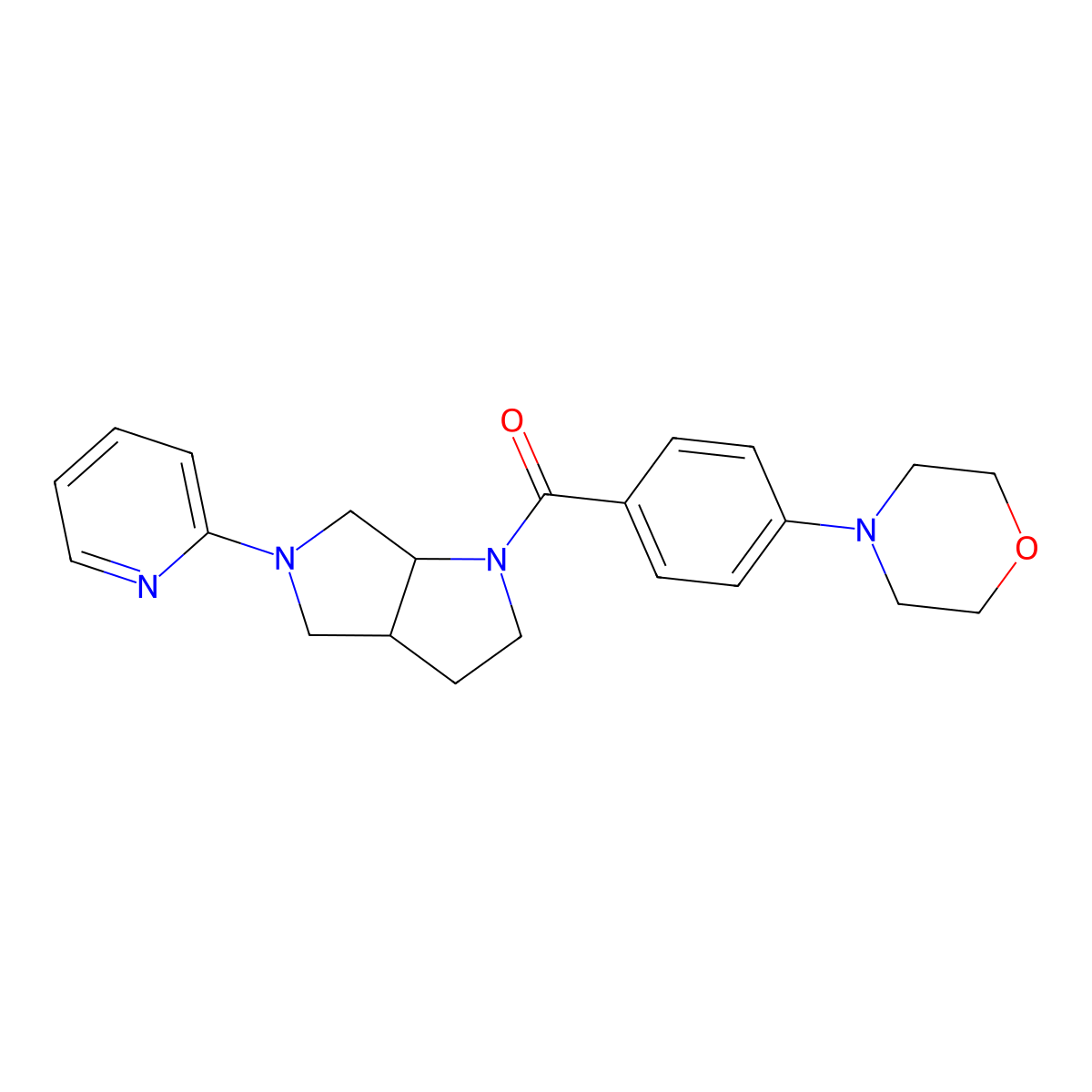 4-{4-[5-(Pyridin-2-yl)-octahydropyrrolo[3,4-b]pyrrole-1-carbonyl]phenyl}morpholine molecular structure, CAS 2549036-56-6