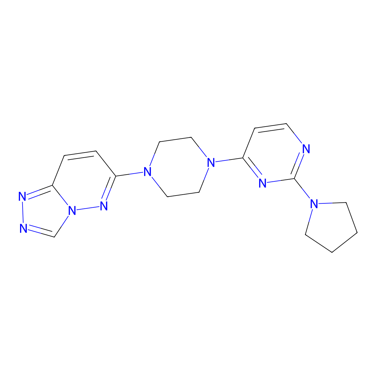2-(Pyrrolidin-1-yl)-4-(4-{[1,2,4]triazolo[4,3-b]pyridazin-6-yl}piperazin-1-yl)pyrimidine molecular structure, CAS 2549036-57-7