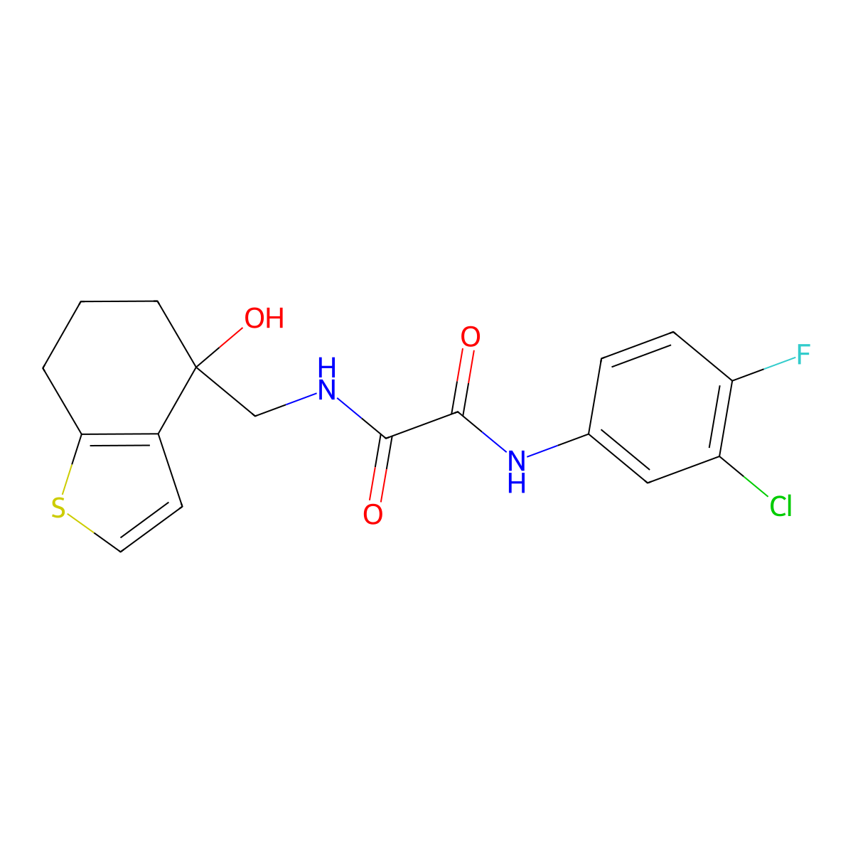 N'-(3-chloro-4-fluorophenyl)-N-[(4-hydroxy-4,5,6,7-tetrahydro-1-benzothiophen-4-yl)methyl]ethanediamide molecular structure, CAS 2549036-62-4