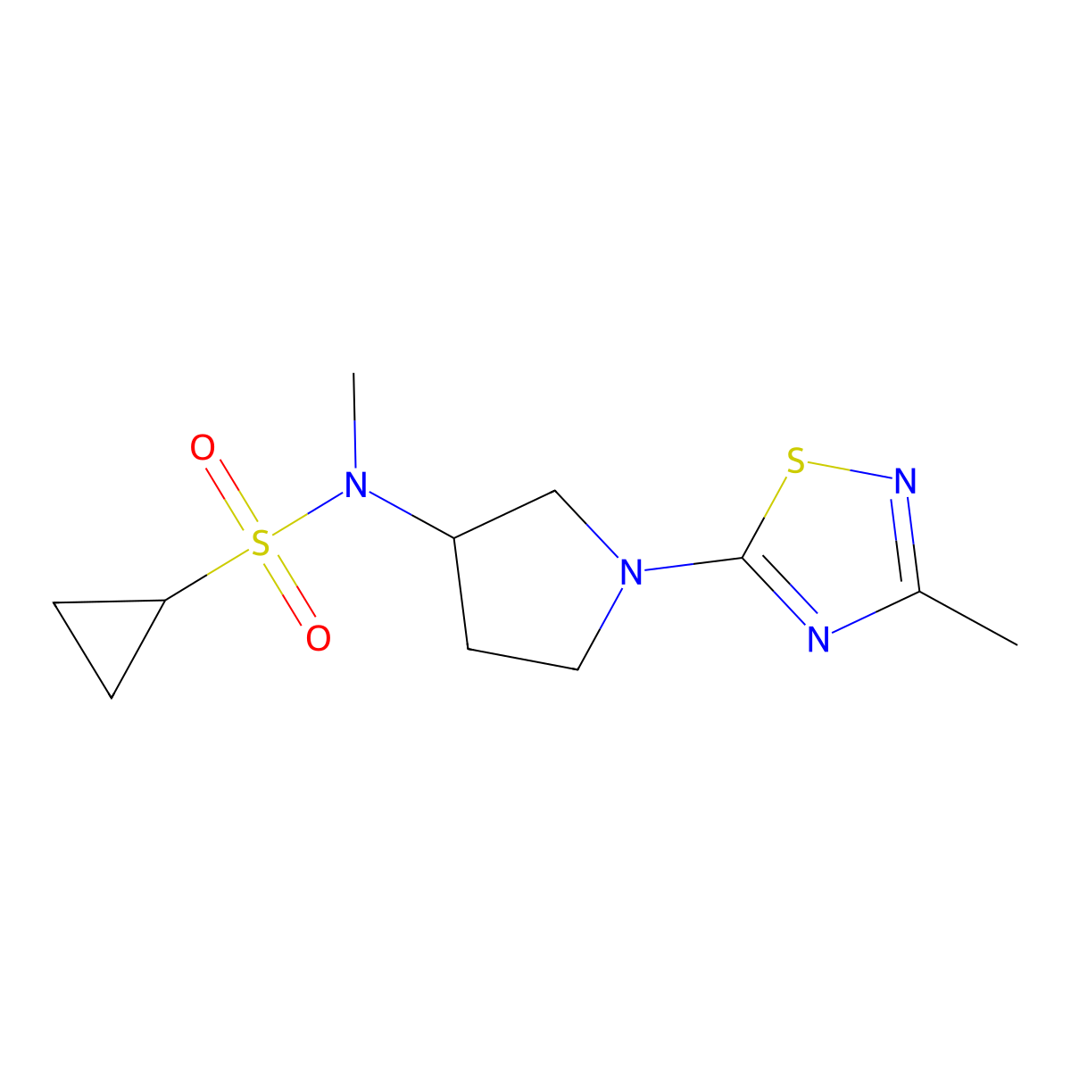 N-methyl-N-[1-(3-methyl-1,2,4-thiadiazol-5-yl)pyrrolidin-3-yl]cyclopropanesulfonamide molecular structure, CAS 2549036-66-8