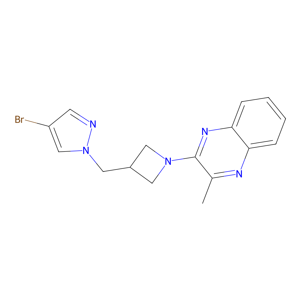 2-{3-[(4-bromo-1H-pyrazol-1-yl)methyl]azetidin-1-yl}-3-methylquinoxaline molecular structure, CAS 2549036-69-1