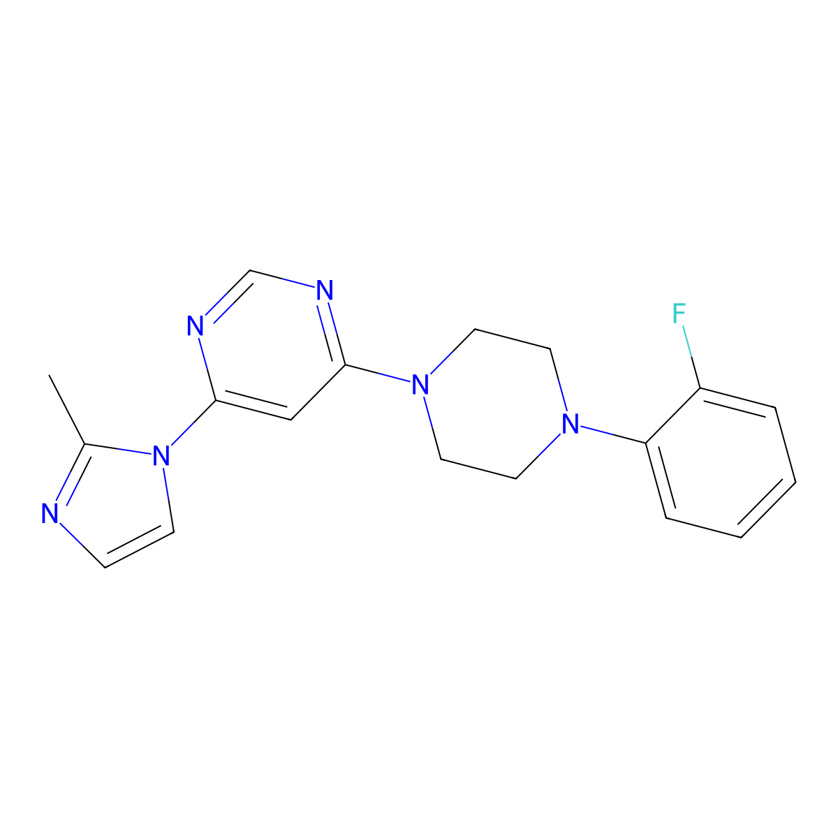 4-[4-(2-fluorophenyl)piperazin-1-yl]-6-(2-methyl-1H-imidazol-1-yl)pyrimidine molecular structure, CAS 2549036-70-4