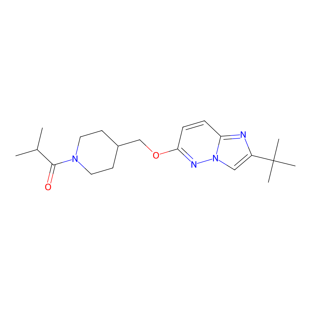 1-{4-[({2-Tert-butylimidazo[1,2-b]pyridazin-6-yl}oxy)methyl]piperidin-1-yl}-2-methylpropan-1-one molecular structure, CAS 2549036-71-5