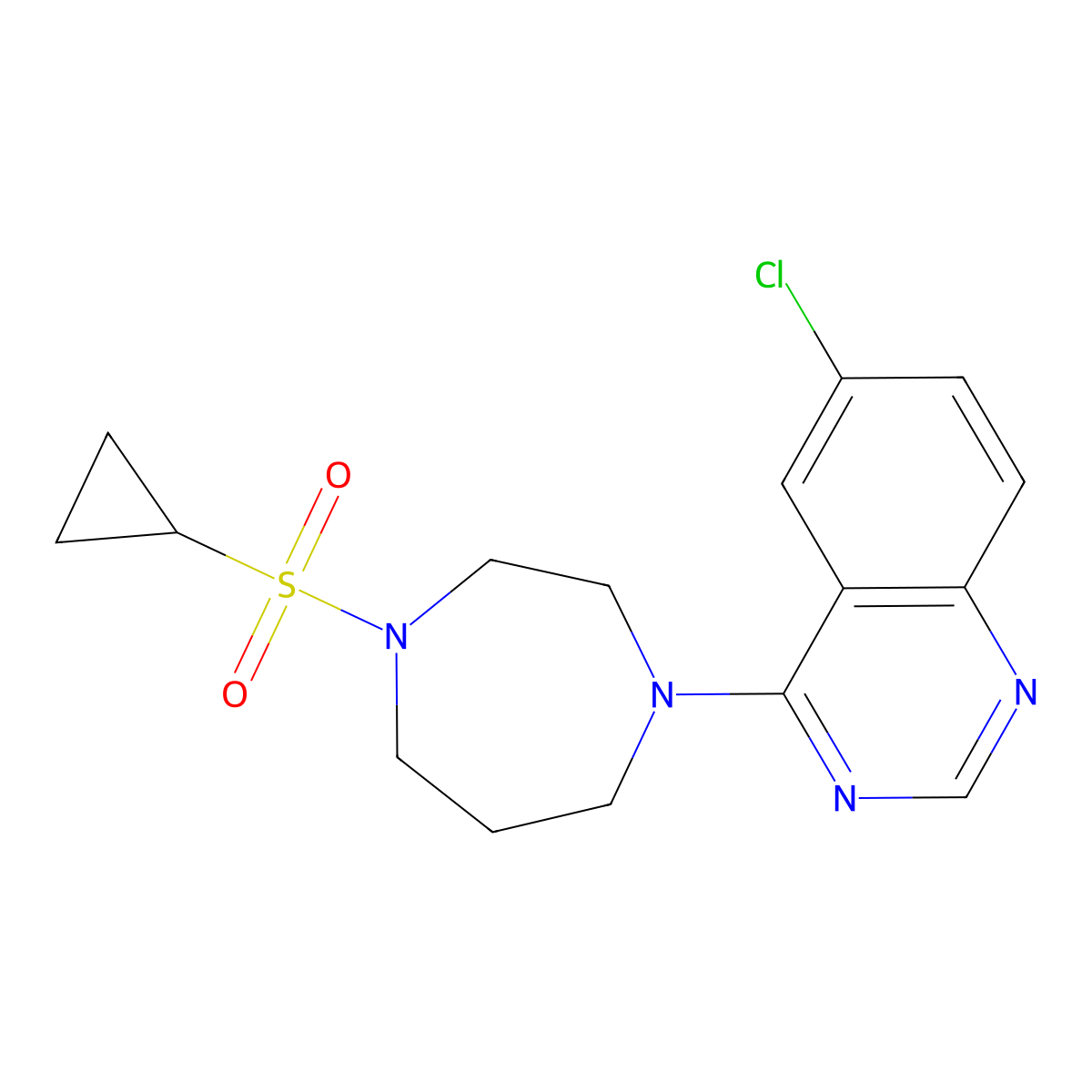 6-Chloro-4-[4-(cyclopropanesulfonyl)-1,4-diazepan-1-yl]quinazoline molecular structure, CAS 2549036-72-6