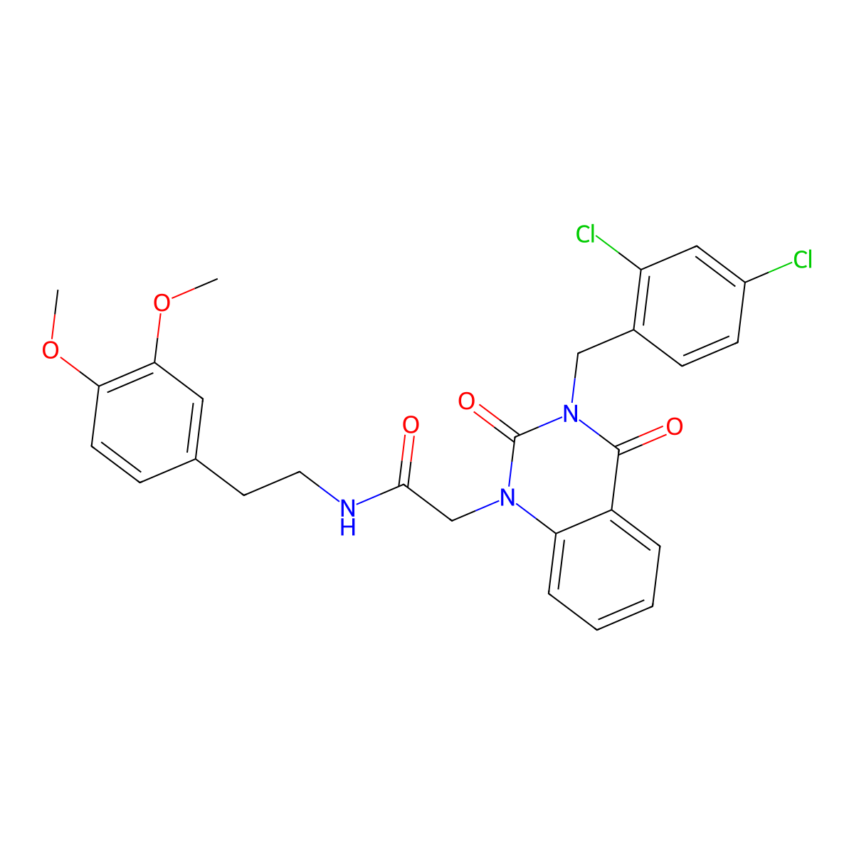 2-{3-[(2,4-dichlorophenyl)methyl]-2,4-dioxo-1,2,3,4-tetrahydroquinazolin-1-yl}-N-[2-(3,4-dimethoxyphenyl)ethyl]acetamide molecular structure, CAS 2549036-74-8