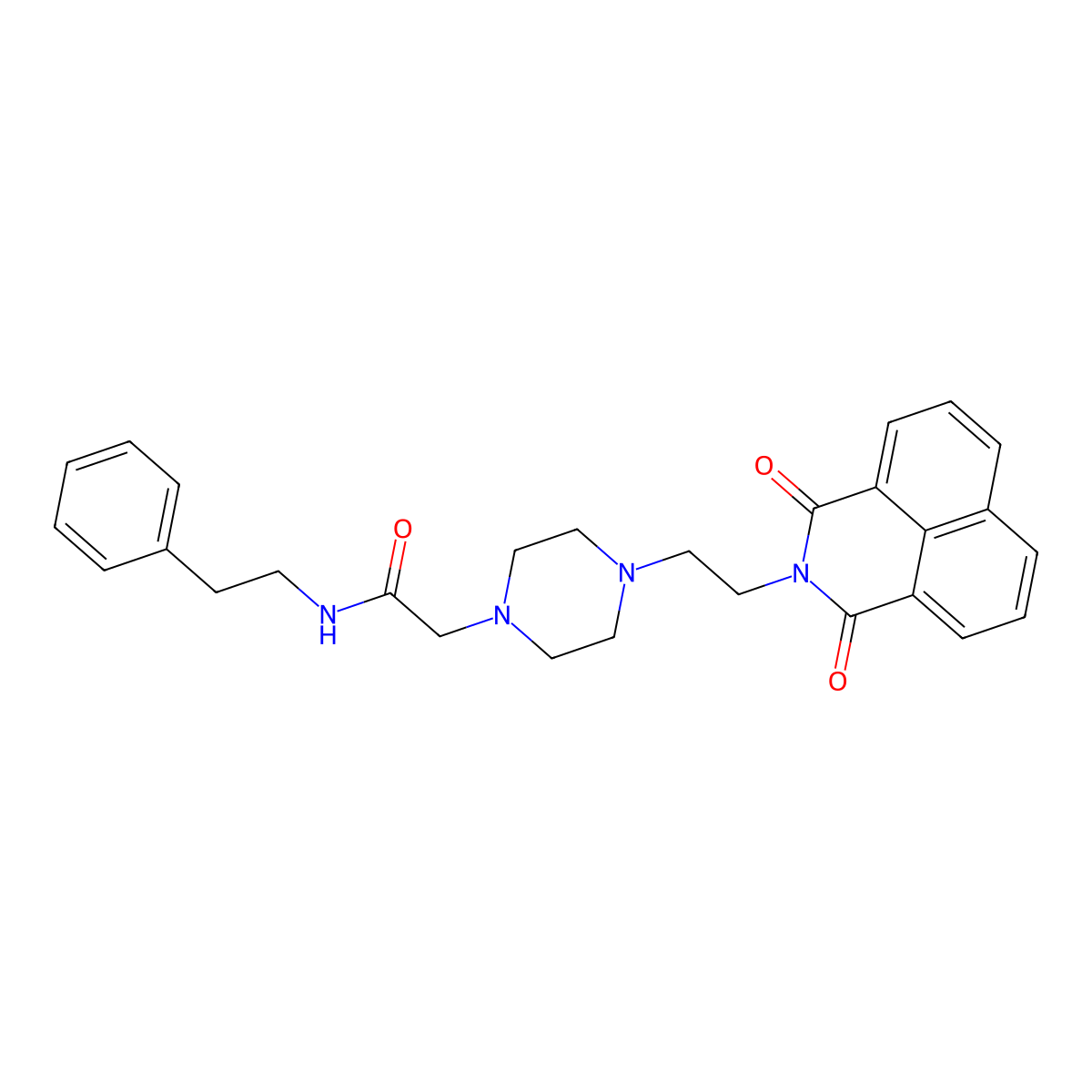 2-[4-(2-{2,4-dioxo-3-azatricyclo[7.3.1.0^{5,13}]trideca-1(13),5,7,9,11-pentaen-3-yl}ethyl)piperazin-1-yl]-N-(2-phenylethyl)acetamide molecular structure, CAS 2549036-77-1