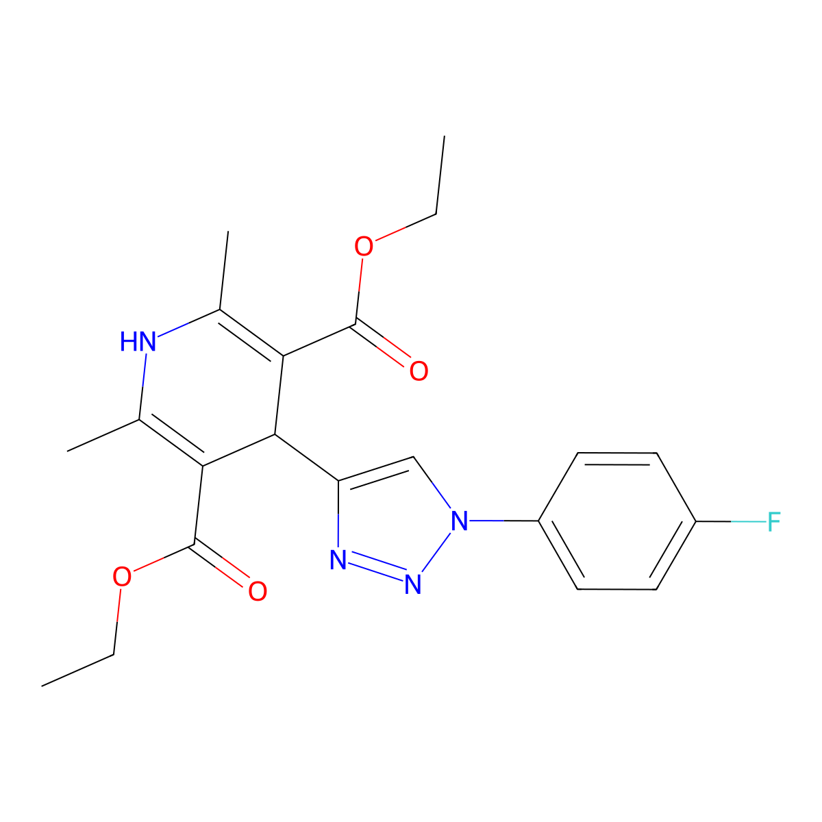 3,5-diethyl 4-[1-(4-fluorophenyl)-1H-1,2,3-triazol-4-yl]-2,6-dimethyl-1,4-dihydropyridine-3,5-dicarboxylate molecular structure, CAS 2549036-83-9