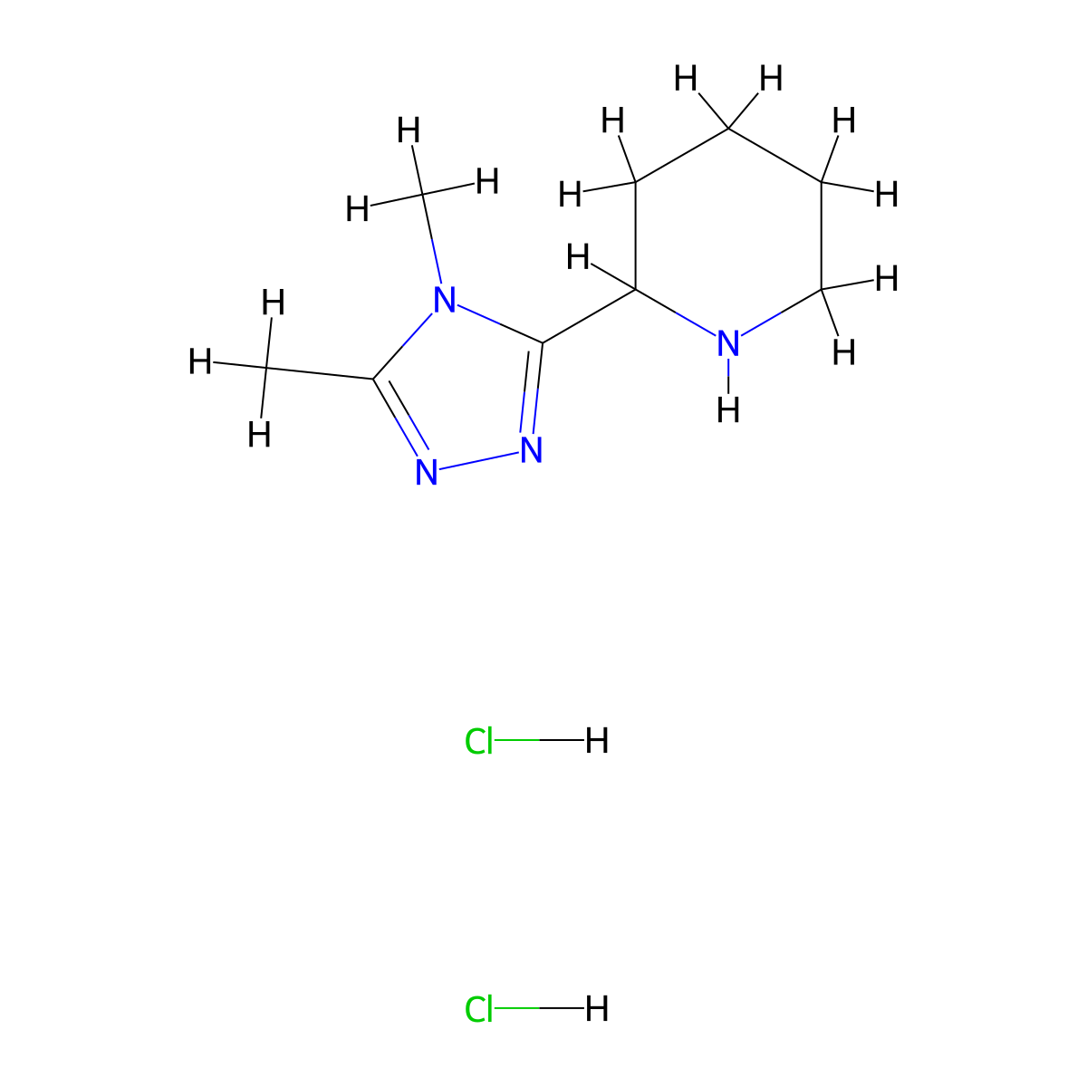 2-(4,5-dimethyl-4H-1,2,4-triazol-3-yl)piperidine dihydrochloride molecular structure, CAS 2549036-88-4