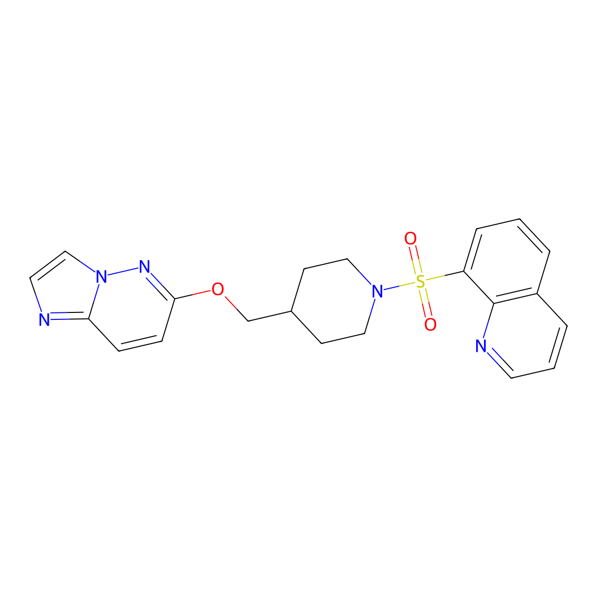 8-{[4-({Imidazo[1,2-b]pyridazin-6-yloxy}methyl)piperidin-1-yl]sulfonyl}quinoline molecular structure, CAS 2549036-90-8