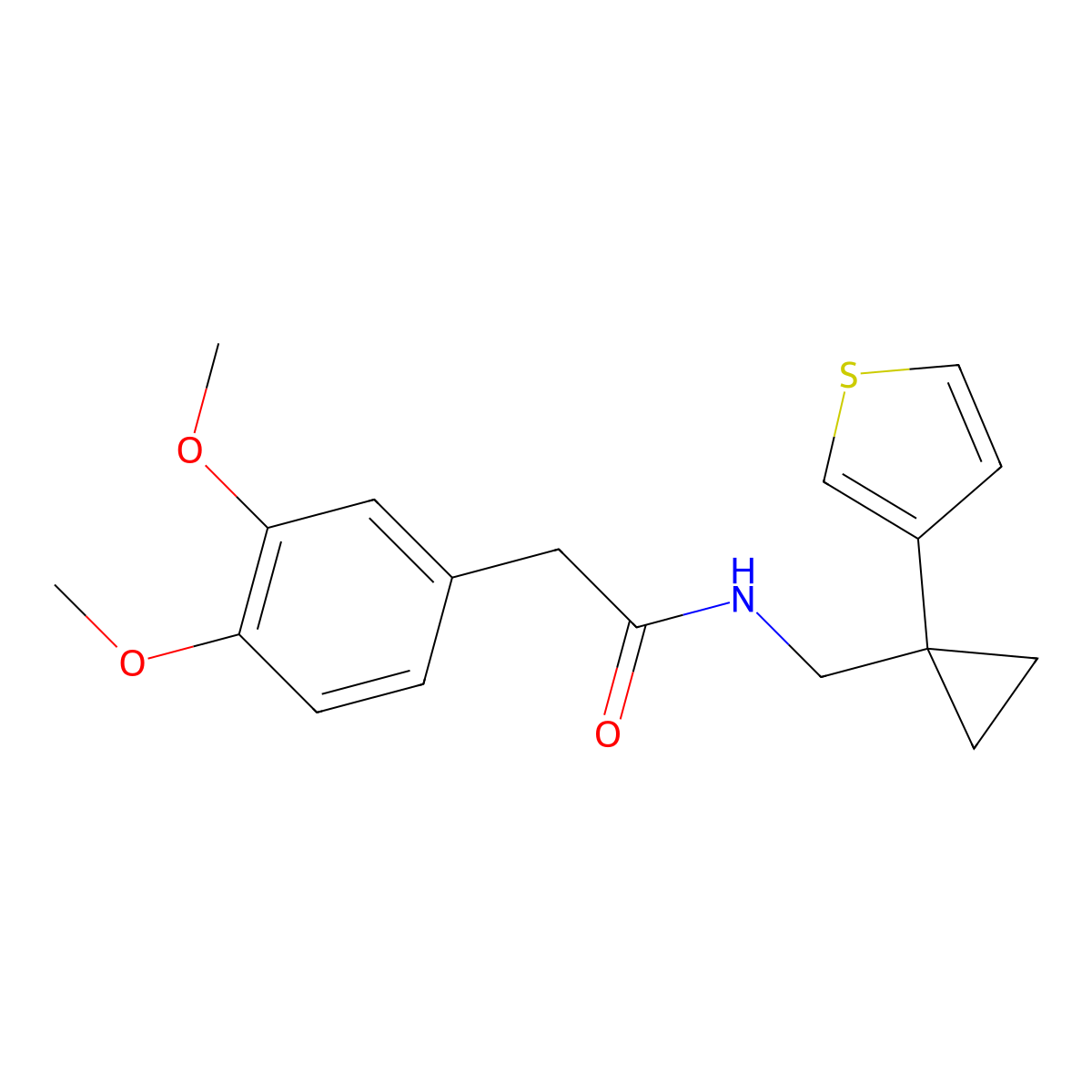 2-(3,4-dimethoxyphenyl)-N-{[1-(thiophen-3-yl)cyclopropyl]methyl}acetamide molecular structure, CAS 2549036-93-1