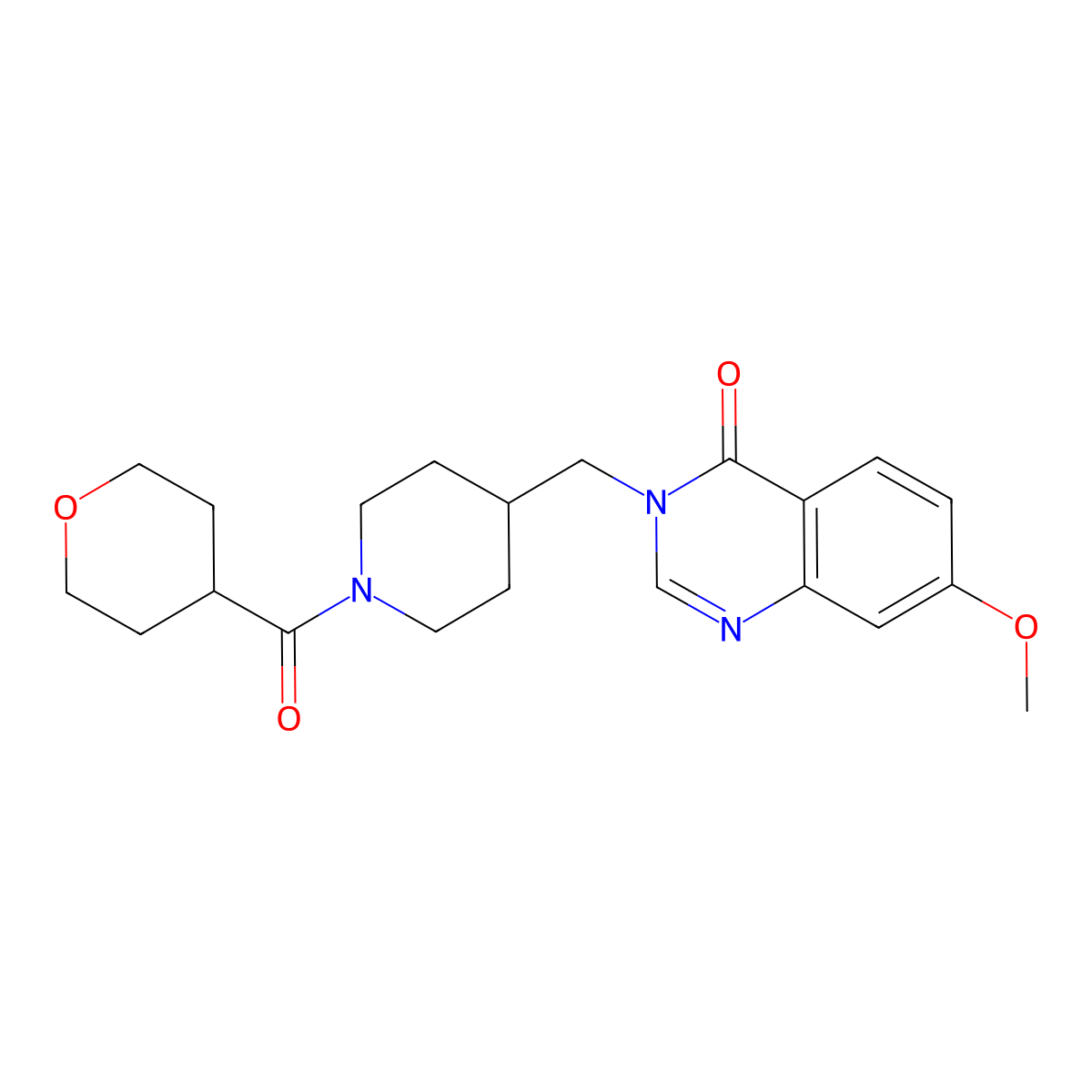 7-Methoxy-3-{[1-(oxane-4-carbonyl)piperidin-4-yl]methyl}-3,4-dihydroquinazolin-4-one molecular structure, CAS 2549037-03-6
