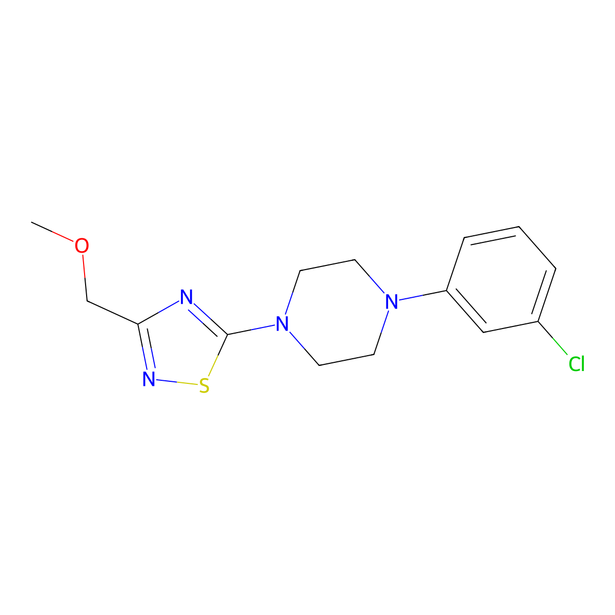 1-(3-Chlorophenyl)-4-[3-(methoxymethyl)-1,2,4-thiadiazol-5-yl]piperazine molecular structure, CAS 2549037-04-7
