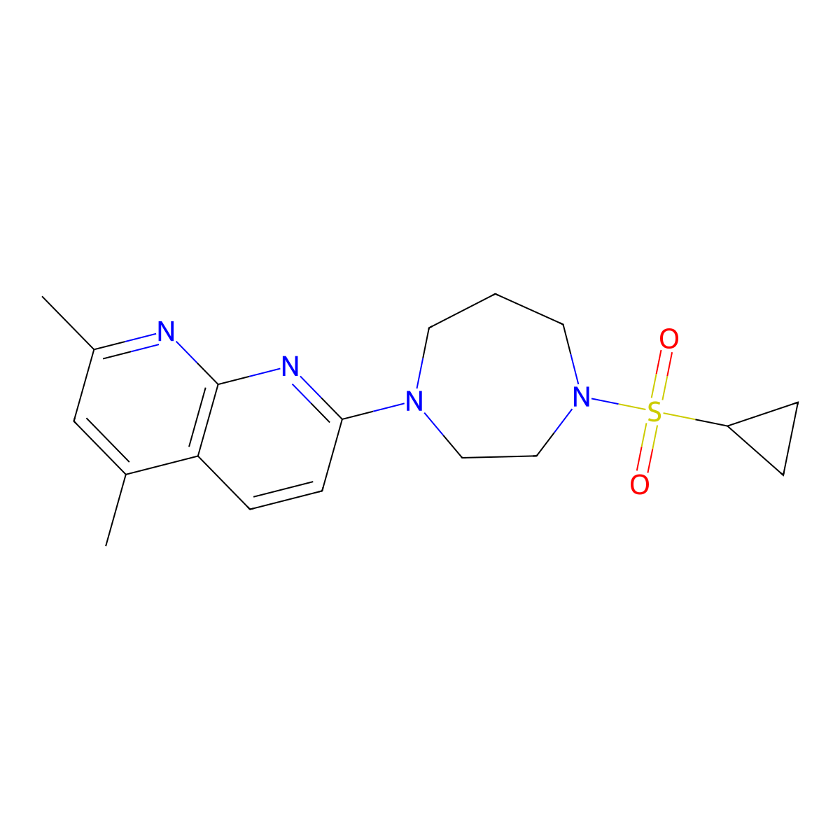 7-[4-(Cyclopropanesulfonyl)-1,4-diazepan-1-yl]-2,4-dimethyl-1,8-naphthyridine molecular structure, CAS 2549037-05-8