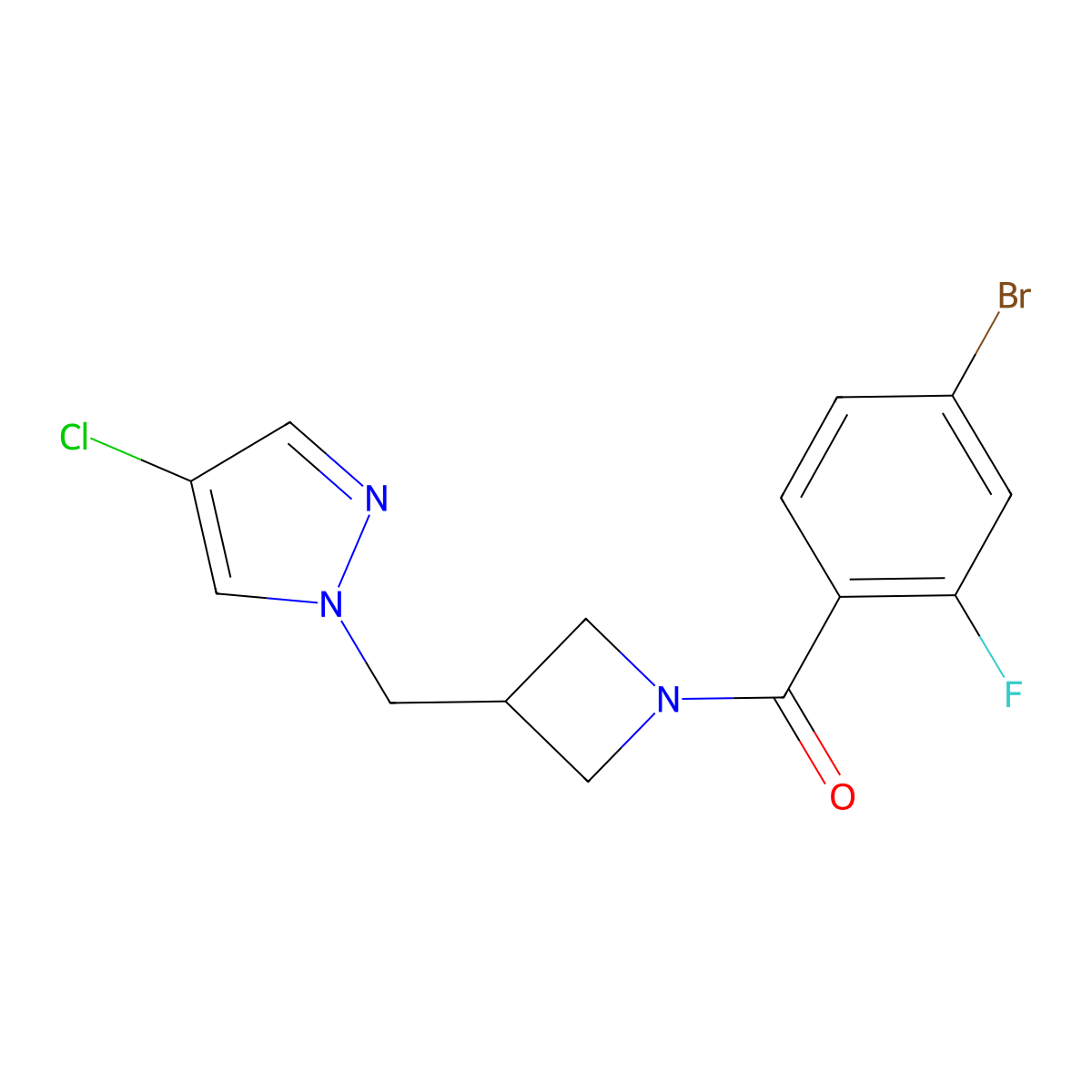 1-{[1-(4-bromo-2-fluorobenzoyl)azetidin-3-yl]methyl}-4-chloro-1H-pyrazole molecular structure, CAS 2549037-07-0