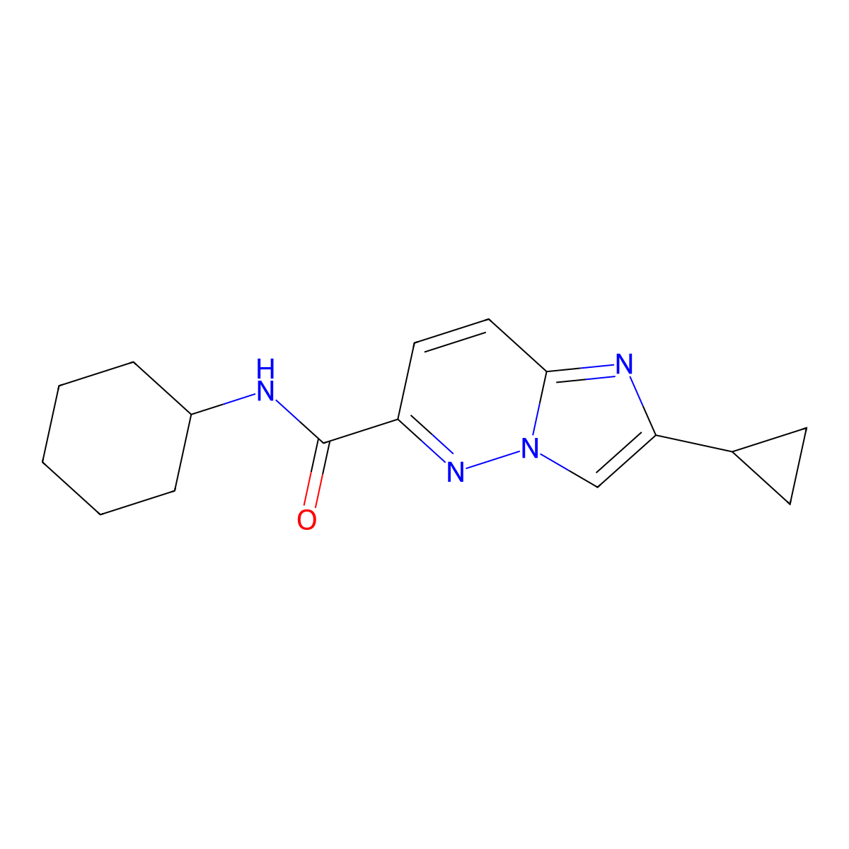 N-cyclohexyl-2-cyclopropylimidazo[1,2-b]pyridazine-6-carboxamide molecular structure, CAS 2549037-08-1