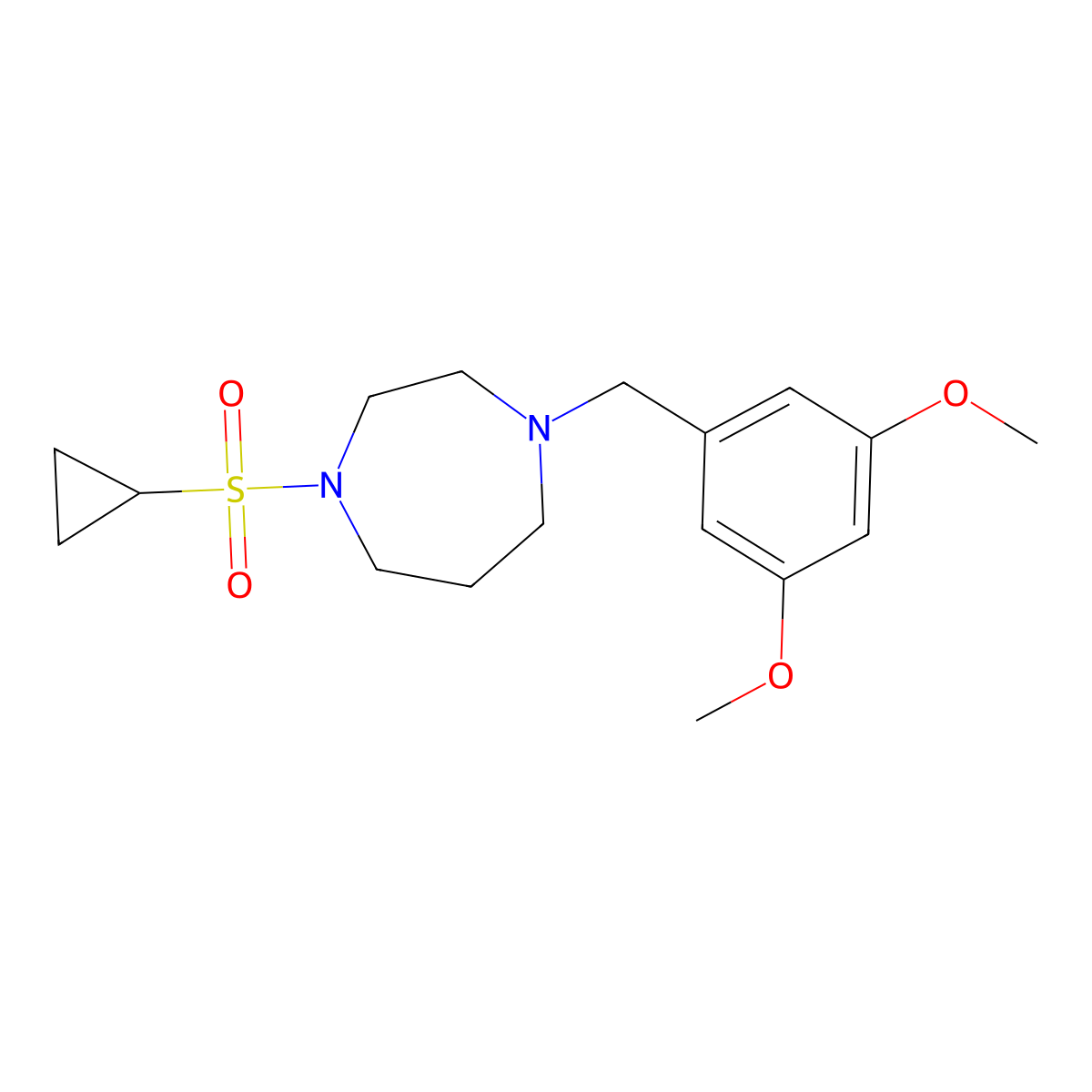 1-(Cyclopropanesulfonyl)-4-[(3,5-dimethoxyphenyl)methyl]-1,4-diazepane molecular structure, CAS 2549037-12-7