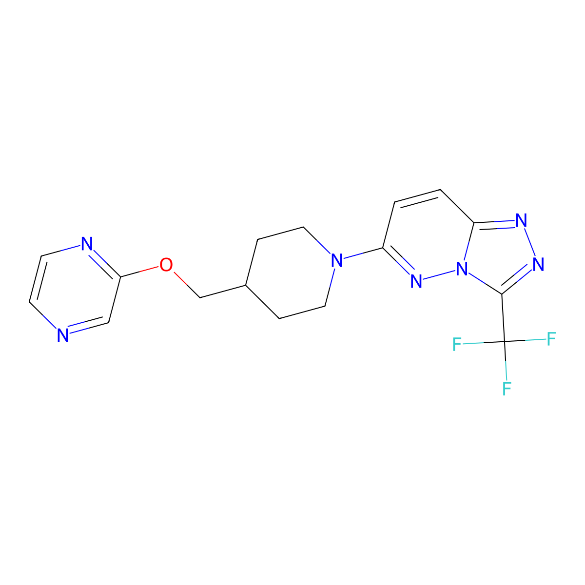 2-({1-[3-(Trifluoromethyl)-[1,2,4]triazolo[4,3-b]pyridazin-6-yl]piperidin-4-yl}methoxy)pyrazine molecular structure, CAS 2549037-13-8
