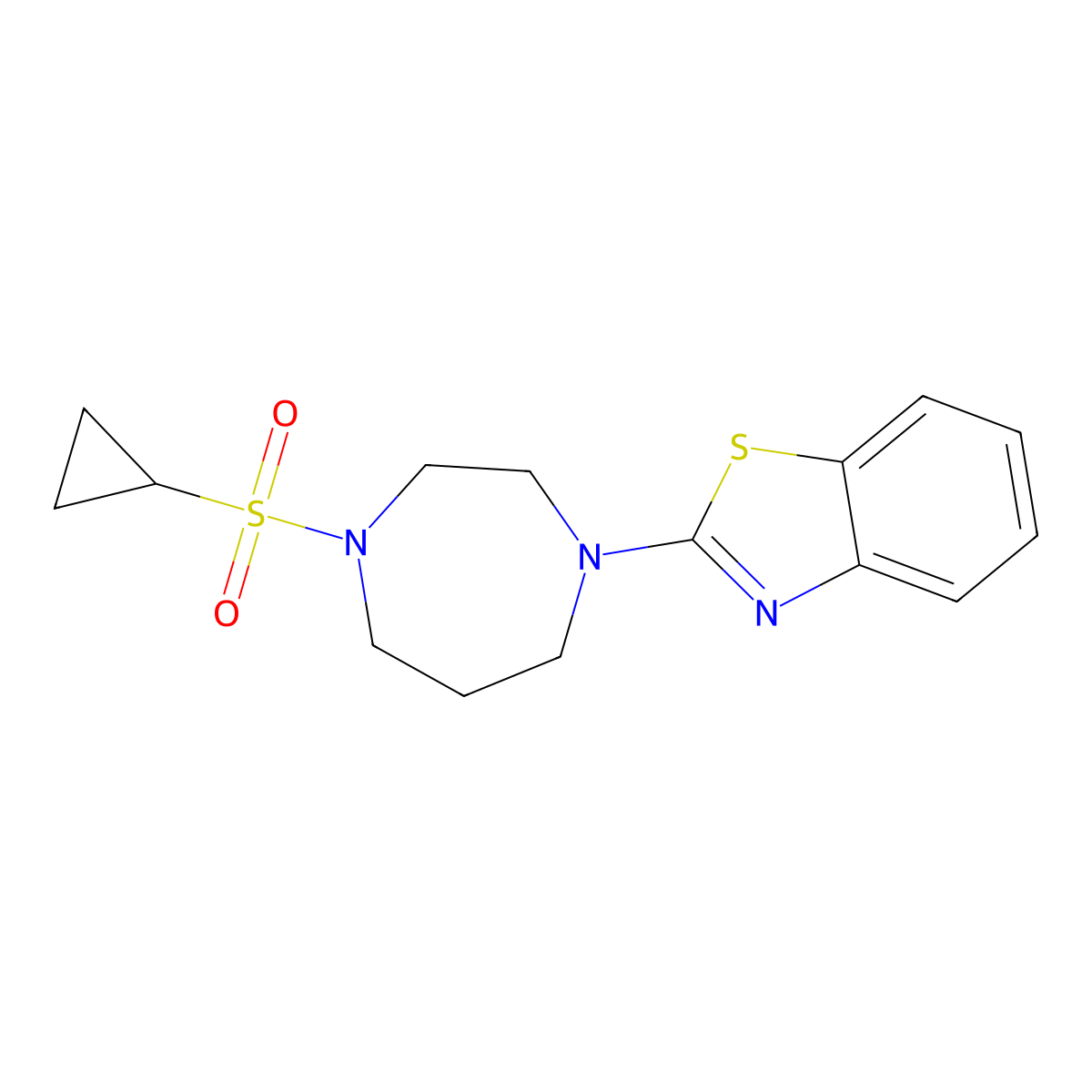 2-[4-(Cyclopropanesulfonyl)-1,4-diazepan-1-yl]-1,3-benzothiazole molecular structure, CAS 2549037-16-1