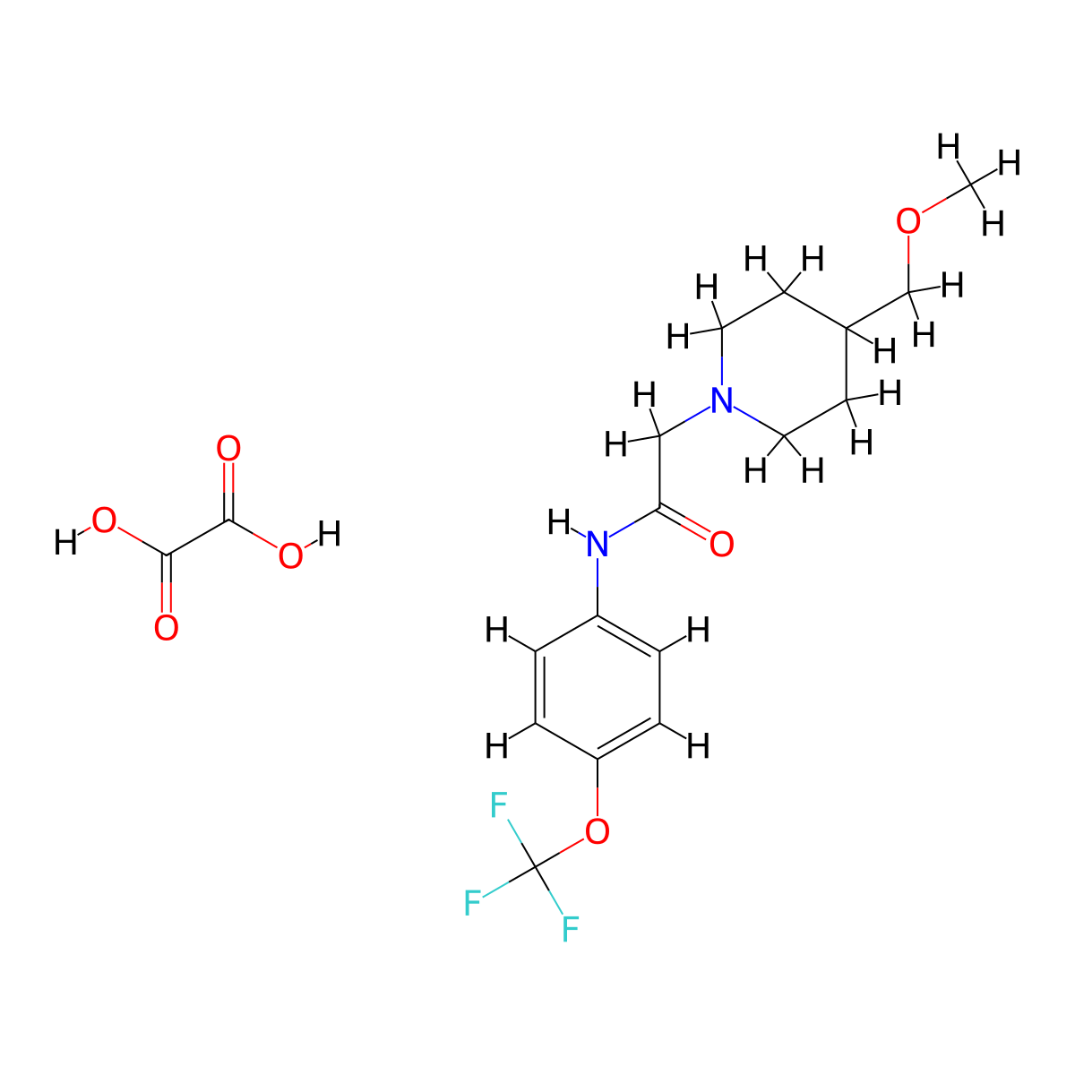 2-[4-(methoxymethyl)piperidin-1-yl]-N-[4-(trifluoromethoxy)phenyl]acetamide; oxalic acid molecular structure, CAS 2549037-19-4
