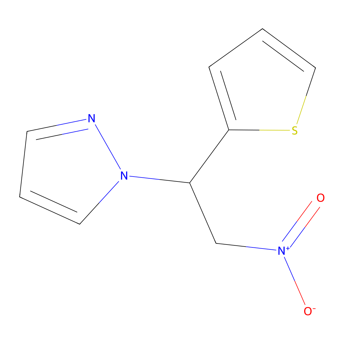 1-[2-nitro-1-(thiophen-2-yl)ethyl]-1H-pyrazole molecular structure, CAS 2549037-21-8