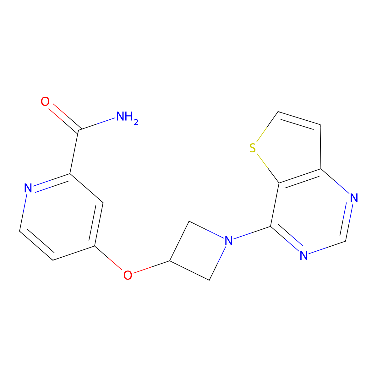 4-[(1-{Thieno[3,2-d]pyrimidin-4-yl}azetidin-3-yl)oxy]pyridine-2-carboxamide molecular structure, CAS 2549037-24-1