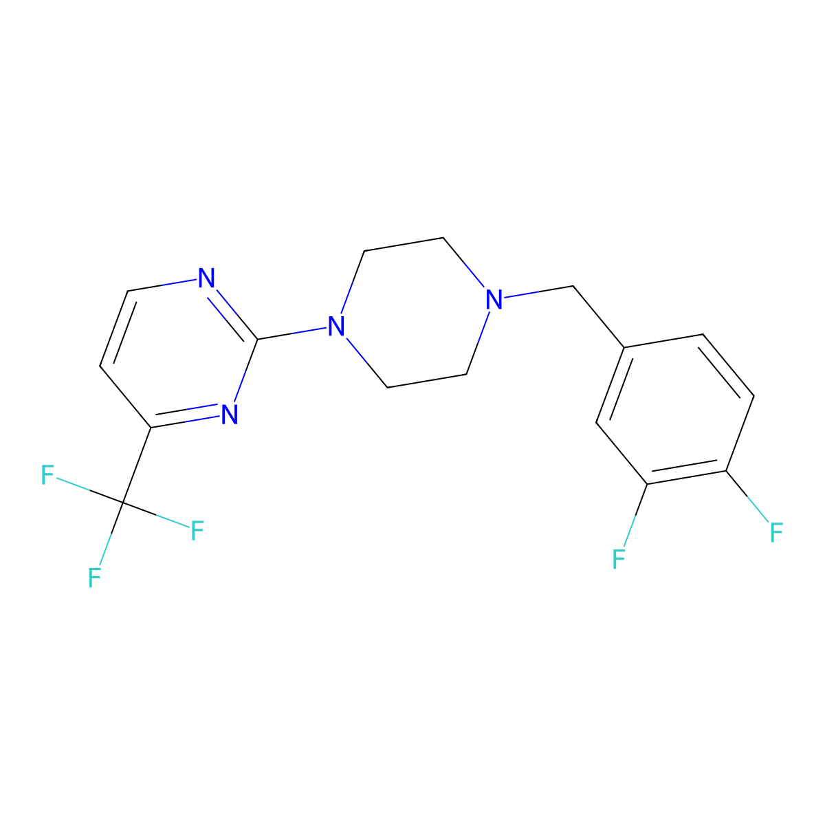 2-{4-[(3,4-Difluorophenyl)methyl]piperazin-1-yl}-4-(trifluoromethyl)pyrimidine molecular structure, CAS 2549037-25-2