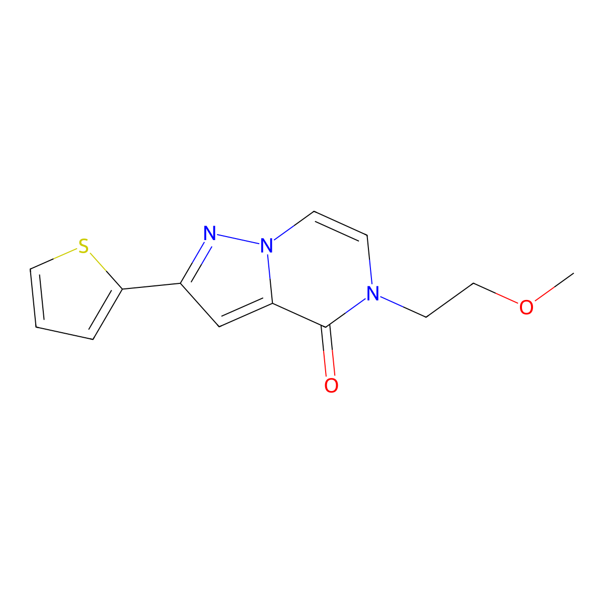 5-(2-methoxyethyl)-2-(thiophen-2-yl)-4H,5H-pyrazolo[1,5-a]pyrazin-4-one molecular structure, CAS 2549037-26-3