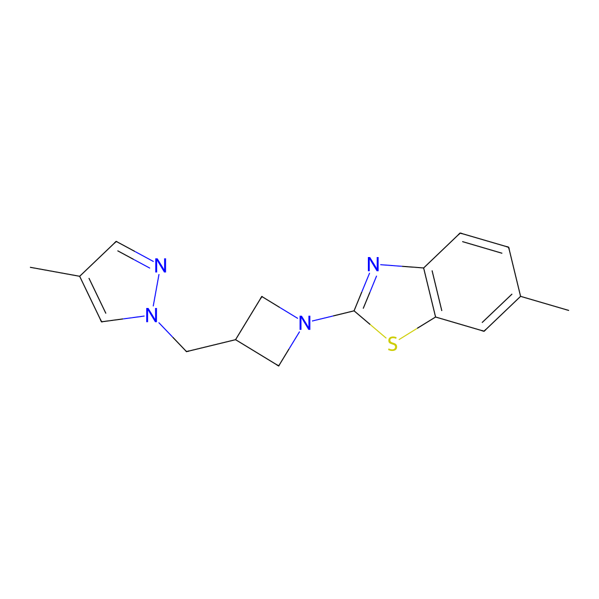 6-methyl-2-{3-[(4-methyl-1H-pyrazol-1-yl)methyl]azetidin-1-yl}-1,3-benzothiazole molecular structure, CAS 2549037-30-9