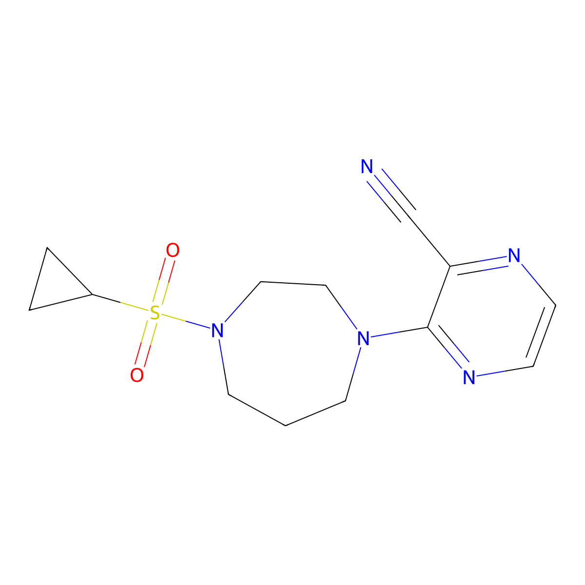 3-[4-(Cyclopropanesulfonyl)-1,4-diazepan-1-yl]pyrazine-2-carbonitrile molecular structure, CAS 2549037-32-1