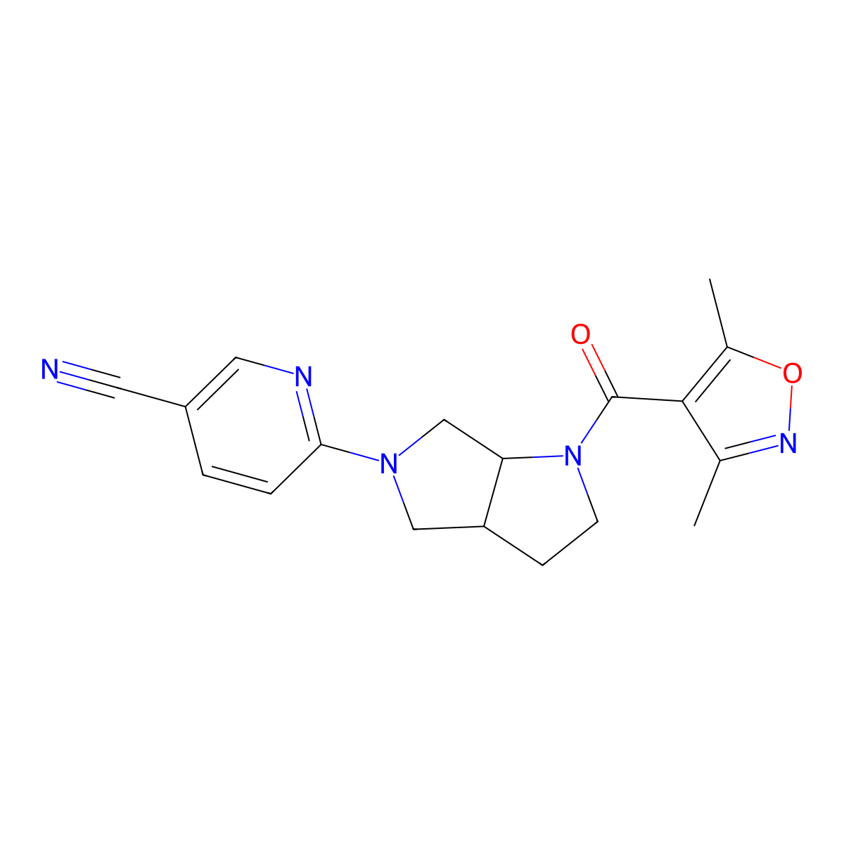 6-[1-(3,5-Dimethyl-1,2-oxazole-4-carbonyl)-octahydropyrrolo[2,3-c]pyrrol-5-yl]pyridine-3-carbonitrile molecular structure, CAS 2549037-33-2