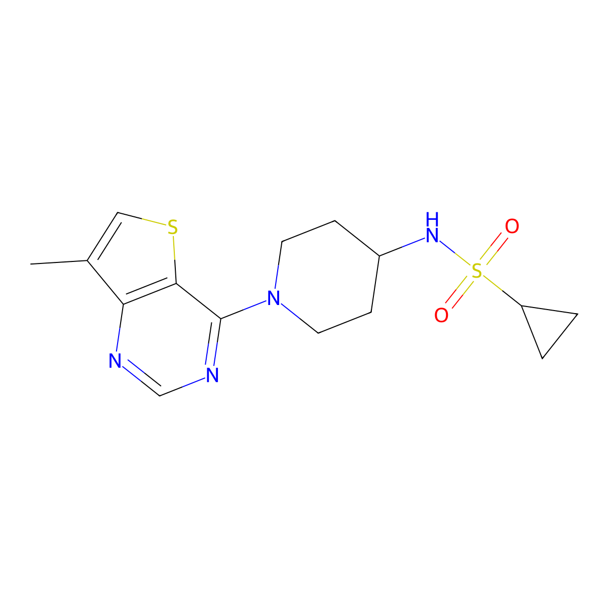 N-(1-{7-methylthieno[3,2-d]pyrimidin-4-yl}piperidin-4-yl)cyclopropanesulfonamide molecular structure, CAS 2549037-36-5