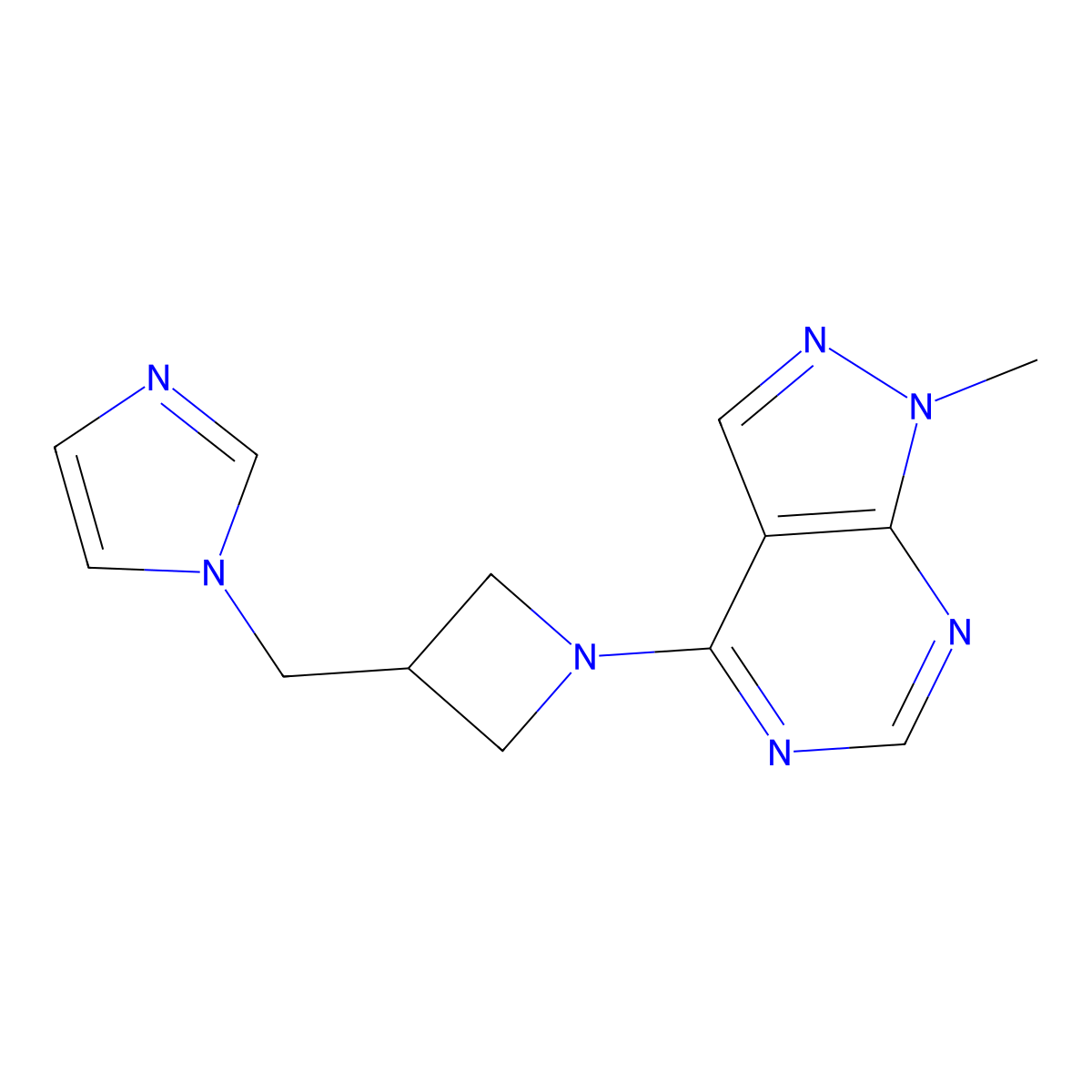 1-[(1-{1-methyl-1H-pyrazolo[3,4-d]pyrimidin-4-yl}azetidin-3-yl)methyl]-1H-imidazole molecular structure, CAS 2549037-39-8