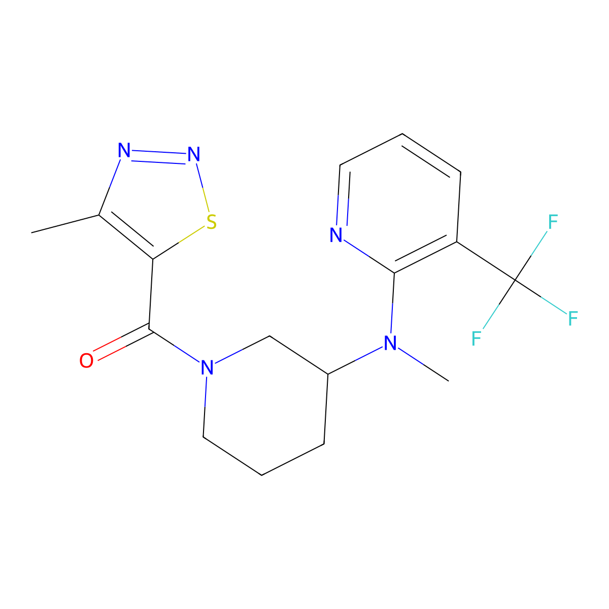 N-methyl-N-[1-(4-methyl-1,2,3-thiadiazole-5-carbonyl)piperidin-3-yl]-3-(trifluoromethyl)pyridin-2-amine molecular structure, CAS 2549037-40-1