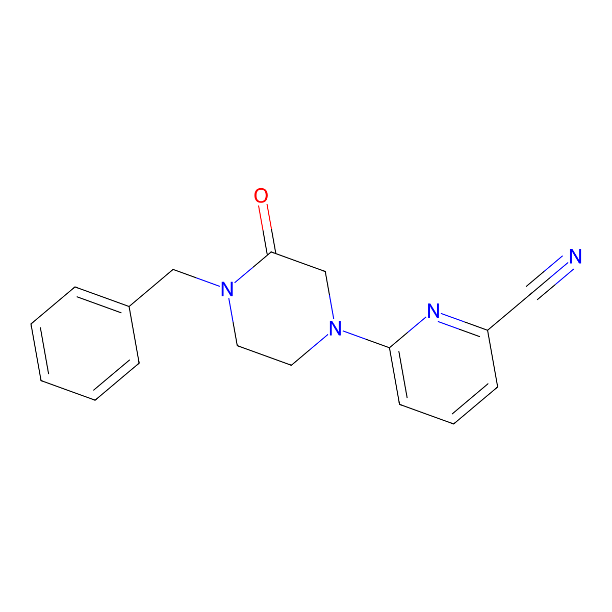 6-(4-Benzyl-3-oxopiperazin-1-yl)pyridine-2-carbonitrile molecular structure, CAS 2549037-42-3