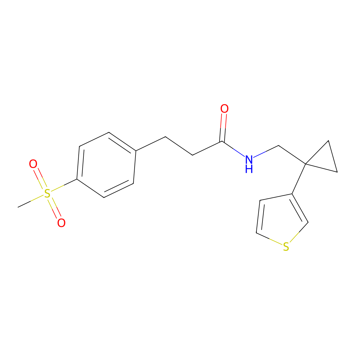 3-(4-methanesulfonylphenyl)-N-{[1-(thiophen-3-yl)cyclopropyl]methyl}propanamide molecular structure, CAS 2549037-47-8