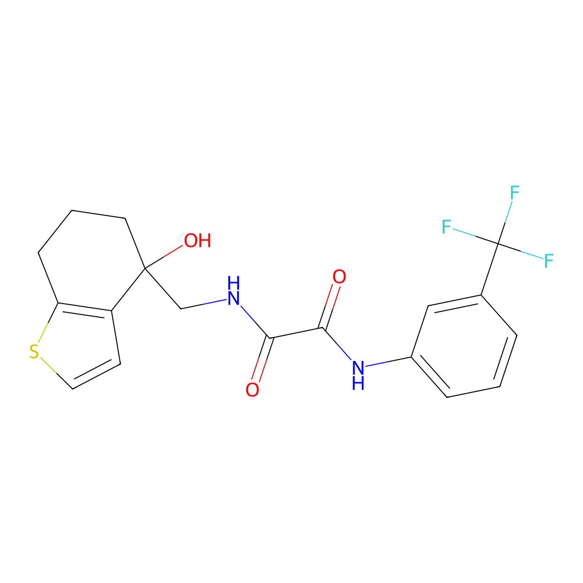 N-[(4-hydroxy-4,5,6,7-tetrahydro-1-benzothiophen-4-yl)methyl]-N'-[3-(trifluoromethyl)phenyl]ethanediamide molecular structure, CAS 2549037-48-9