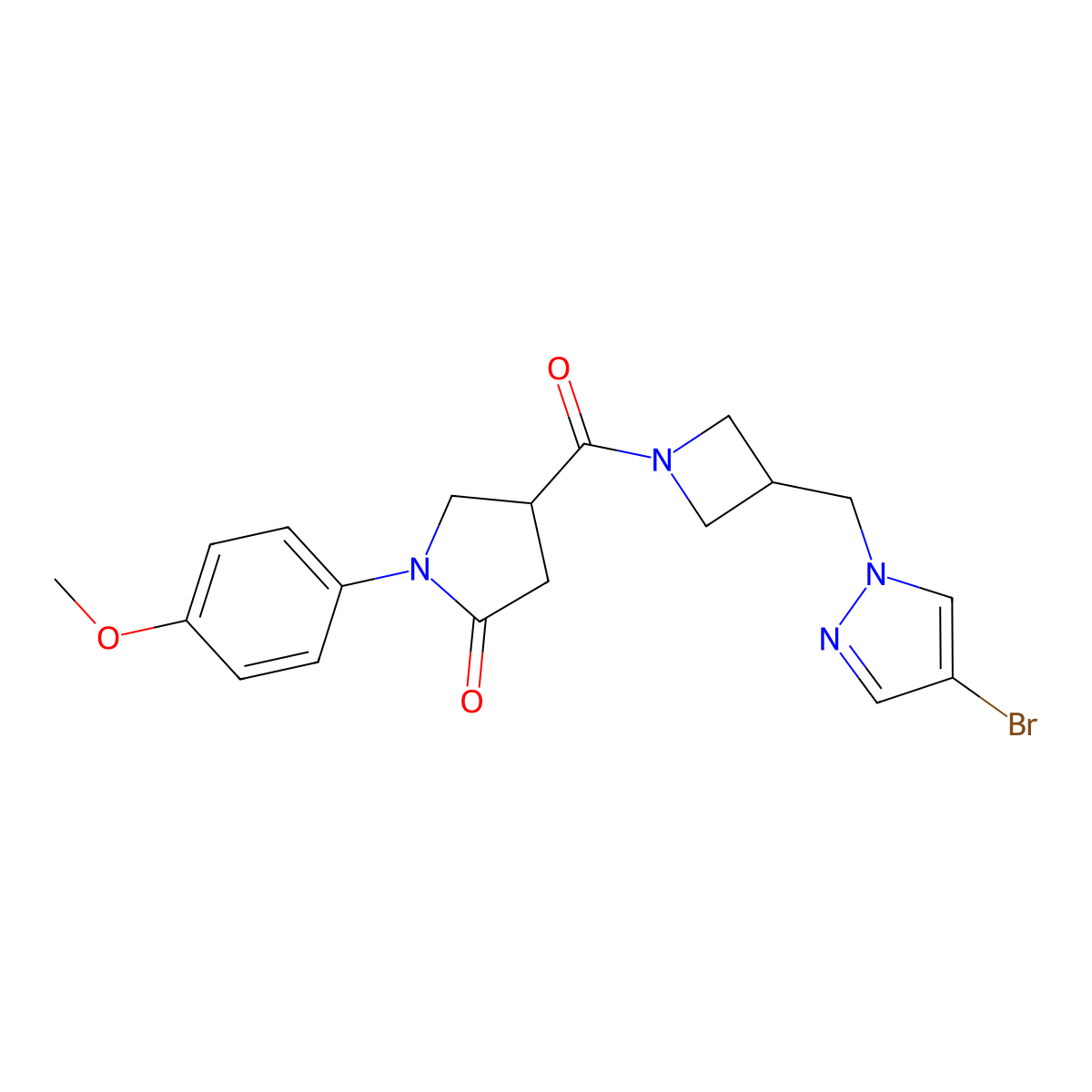 4-{3-[(4-bromo-1H-pyrazol-1-yl)methyl]azetidine-1-carbonyl}-1-(4-methoxyphenyl)pyrrolidin-2-one molecular structure, CAS 2549037-51-4