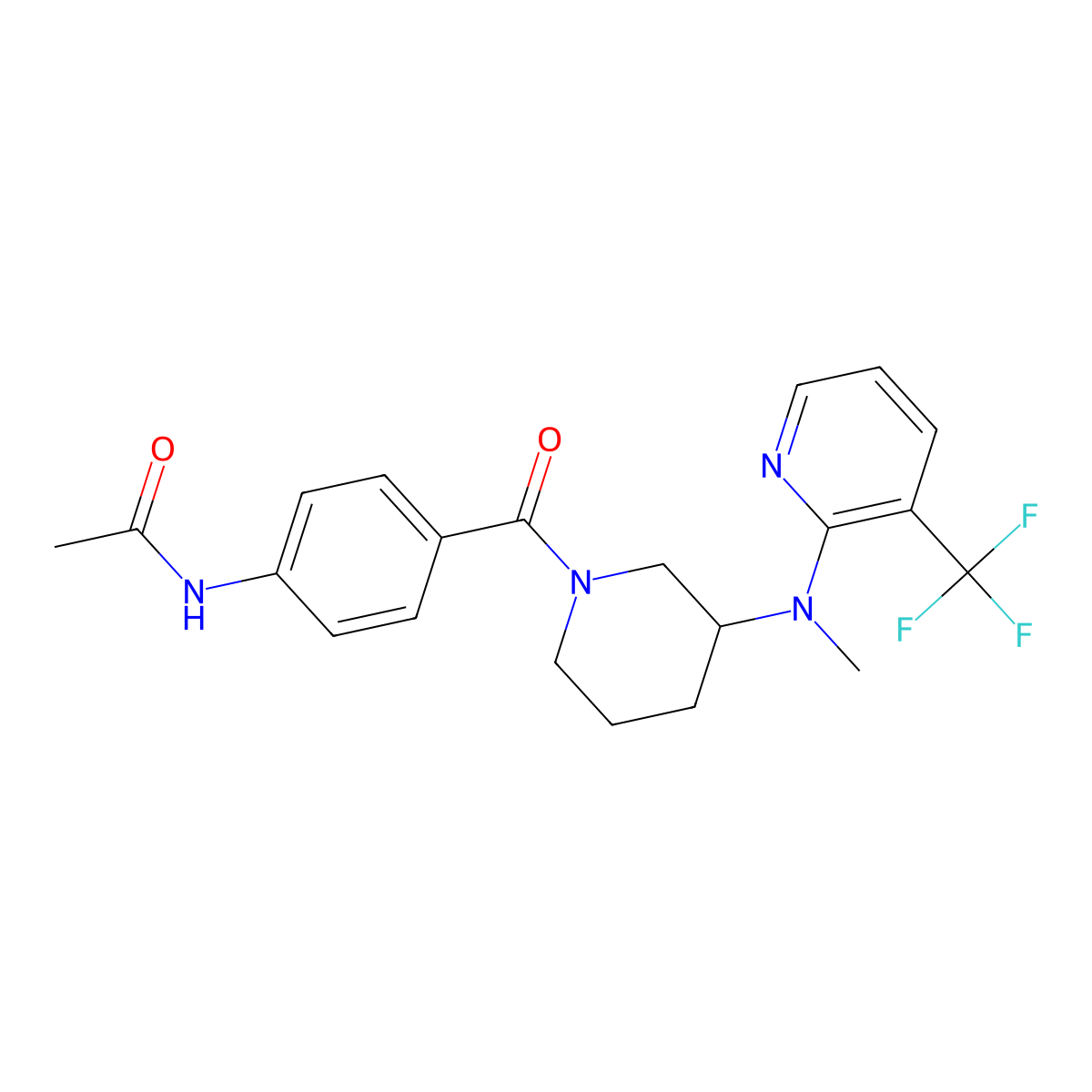 N-[4-(3-{methyl[3-(trifluoromethyl)pyridin-2-yl]amino}piperidine-1-carbonyl)phenyl]acetamide molecular structure, CAS 2549037-59-2
