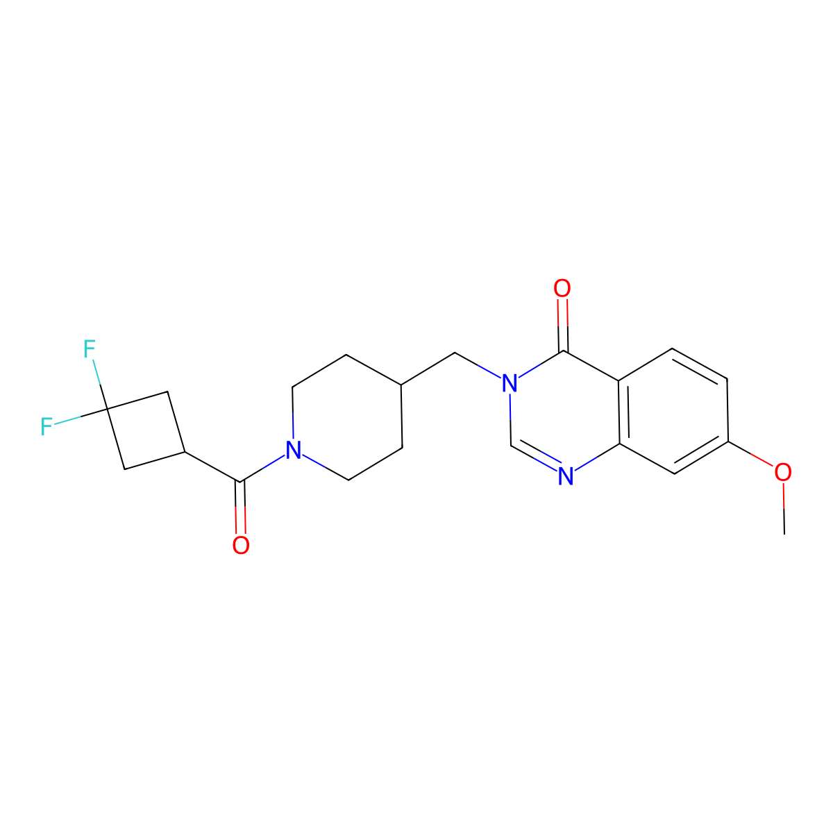 3-{[1-(3,3-Difluorocyclobutanecarbonyl)piperidin-4-yl]methyl}-7-methoxy-3,4-dihydroquinazolin-4-one molecular structure, CAS 2549037-60-5