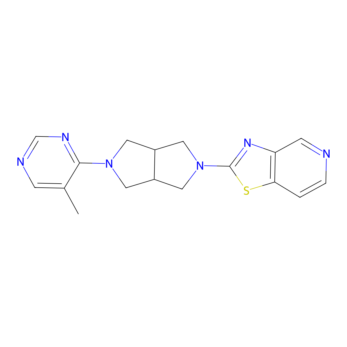 5-Methyl-4-(5-{[1,3]thiazolo[4,5-c]pyridin-2-yl}-octahydropyrrolo[3,4-c]pyrrol-2-yl)pyrimidine molecular structure, CAS 2549037-62-7