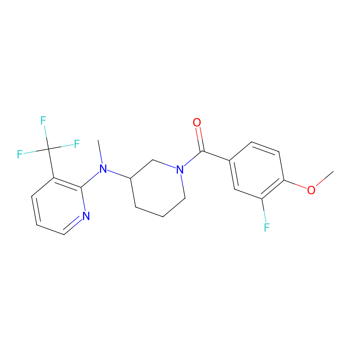N-[1-(3-fluoro-4-methoxybenzoyl)piperidin-3-yl]-N-methyl-3-(trifluoromethyl)pyridin-2-amine molecular structure, CAS 2549037-69-4