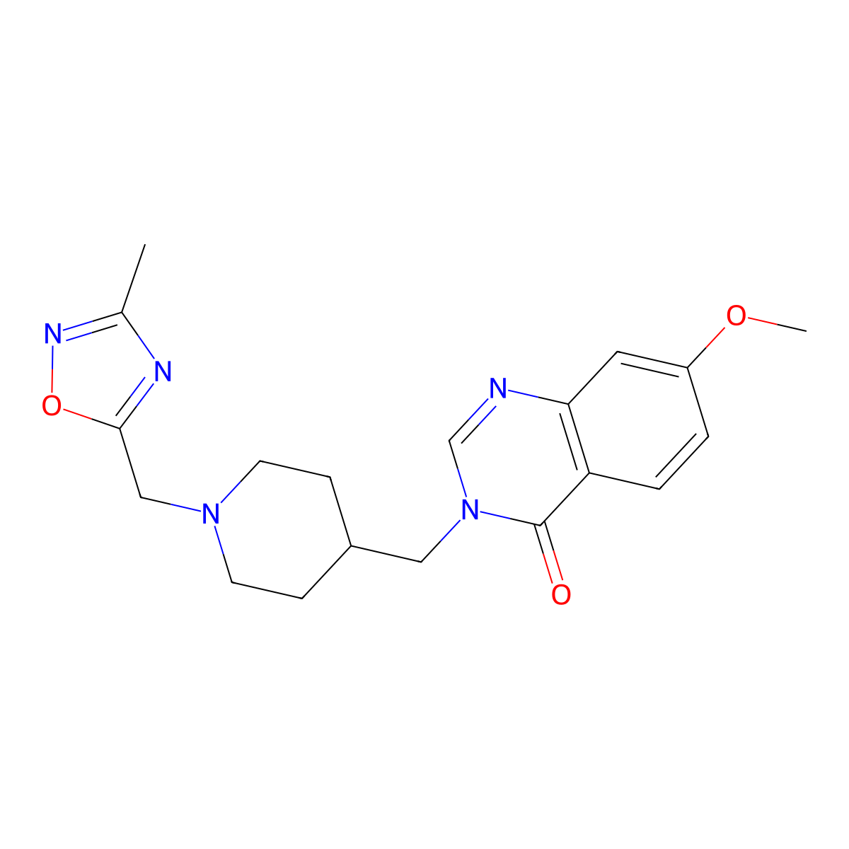 7-Methoxy-3-({1-[(3-methyl-1,2,4-oxadiazol-5-yl)methyl]piperidin-4-yl}methyl)-3,4-dihydroquinazolin-4-one molecular structure, CAS 2549037-71-8